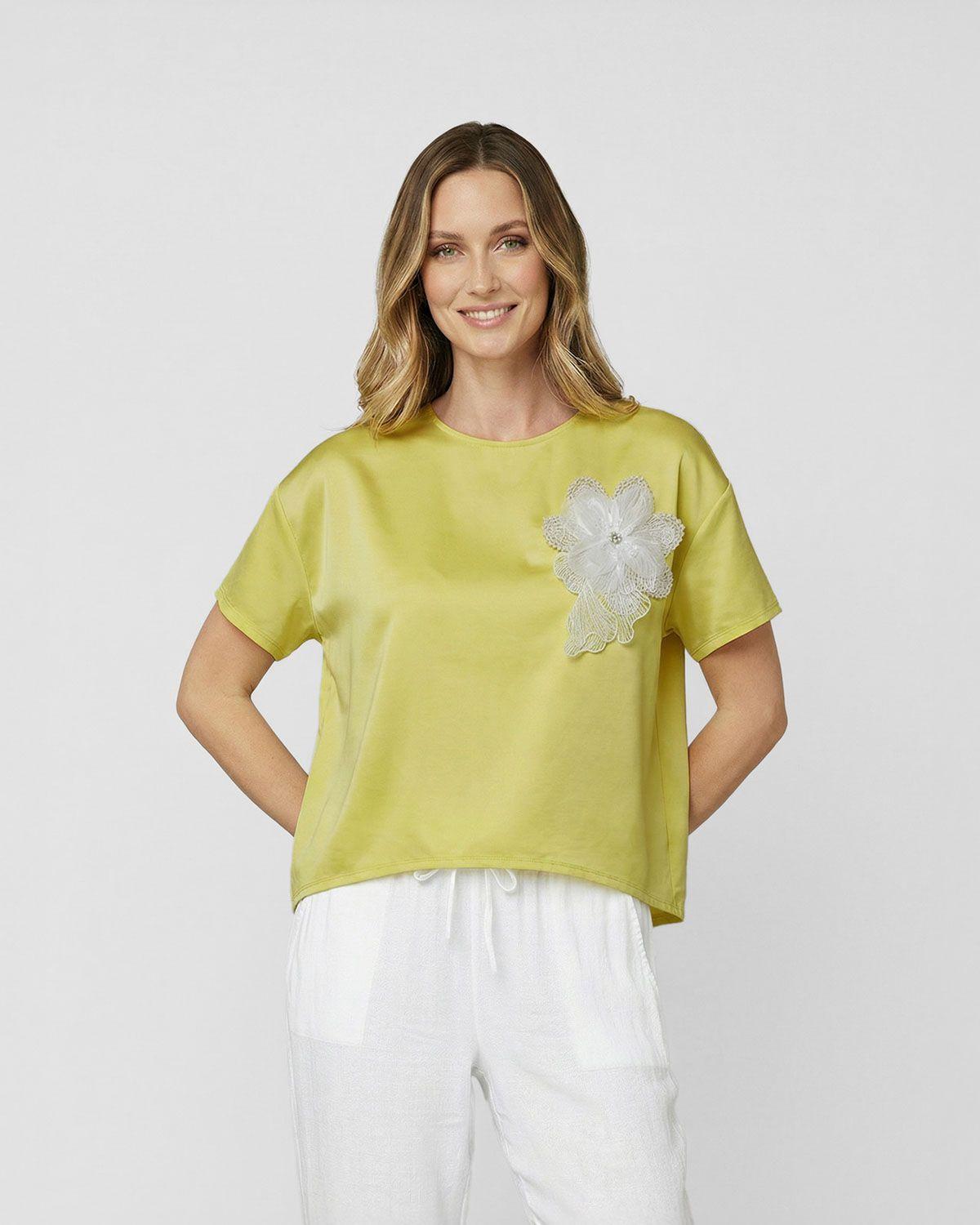 Polera Mujer Ursula Overside Amarillo Lineatre-0