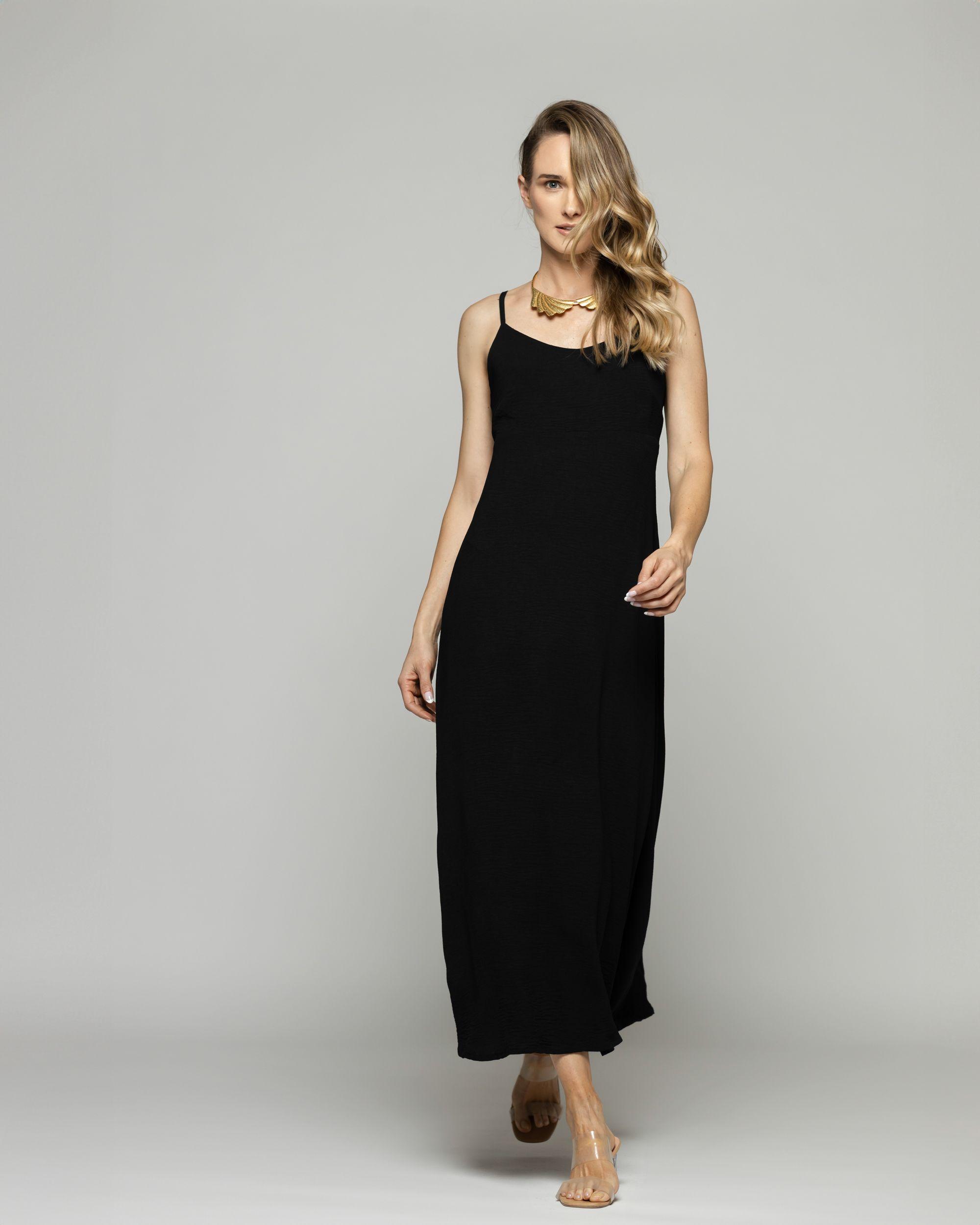 Vestido Mujer Vallota Tirantes Largo Espalda Descubierta Negro Ludovica-0