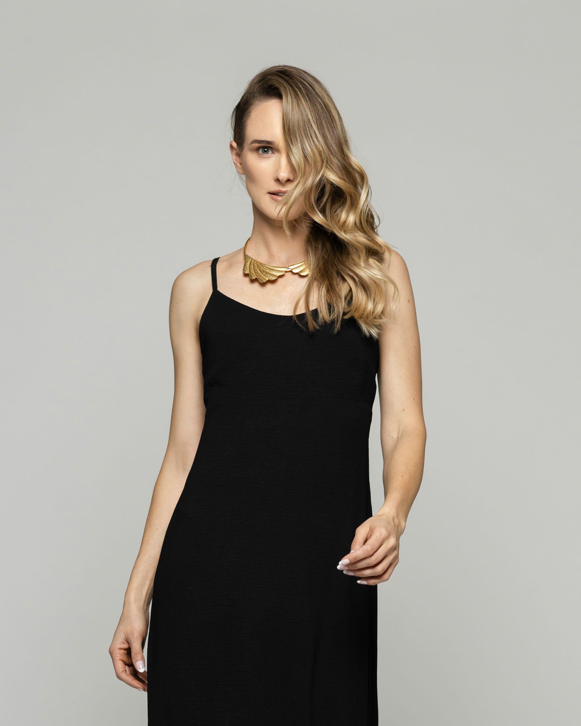 Vestido Mujer Vallota Tirantes Largo Espalda Descubierta Negro Ludovica-1