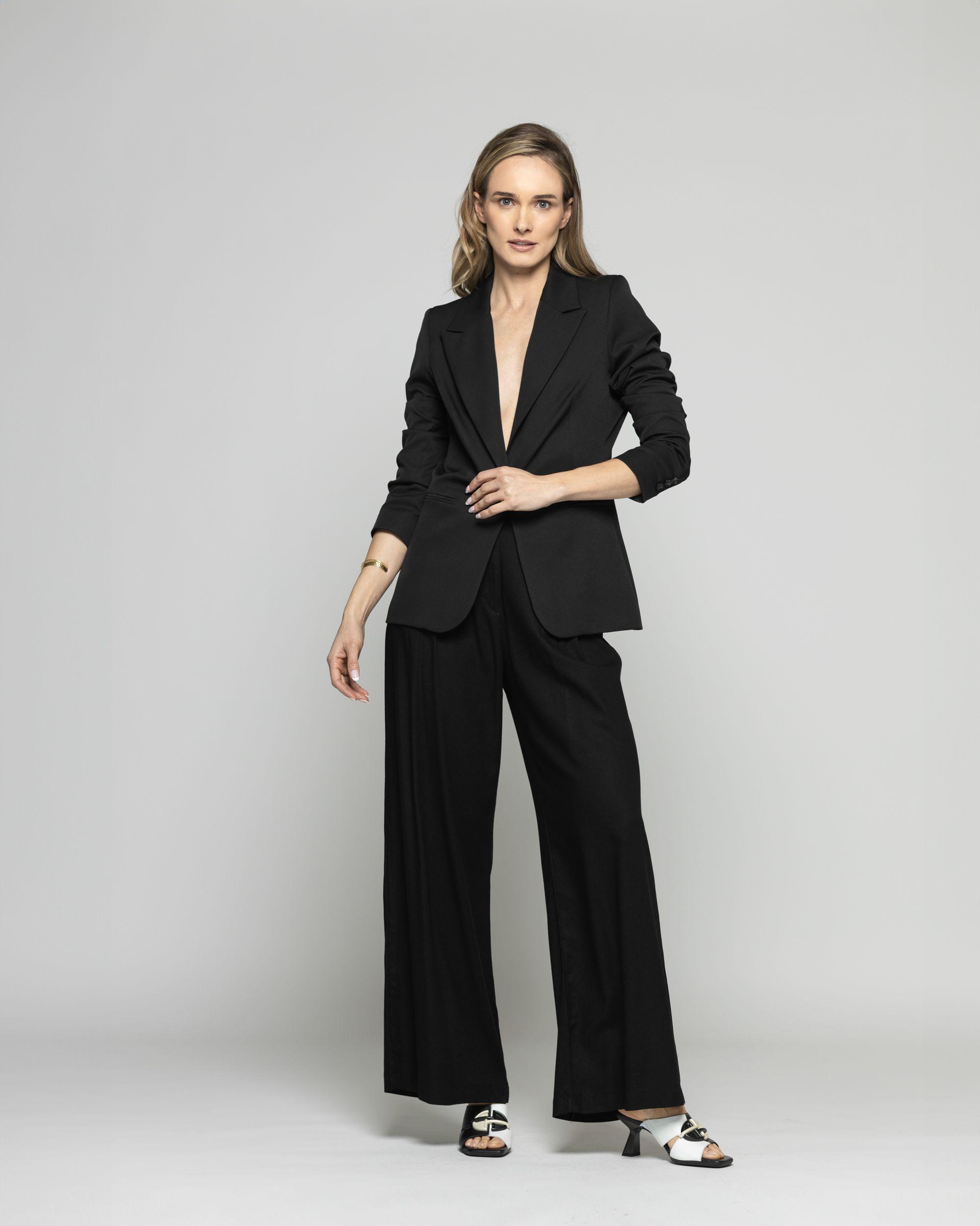 Blazer Mujer Magnolia Clásico Liso Negro Ludovica-9