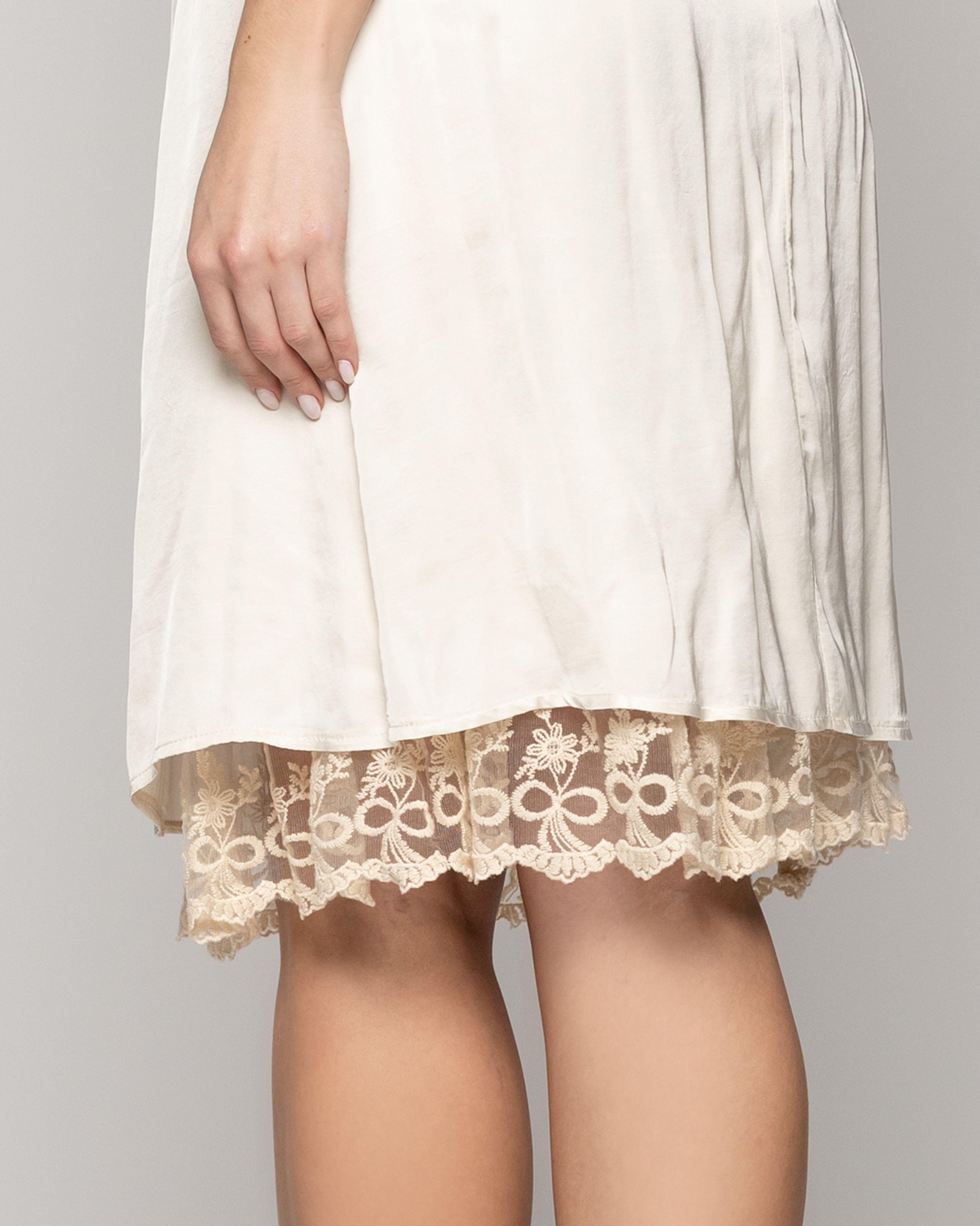 Falda Mujer Fenicia Blanco Crudo Con Encaje Lineatre-2