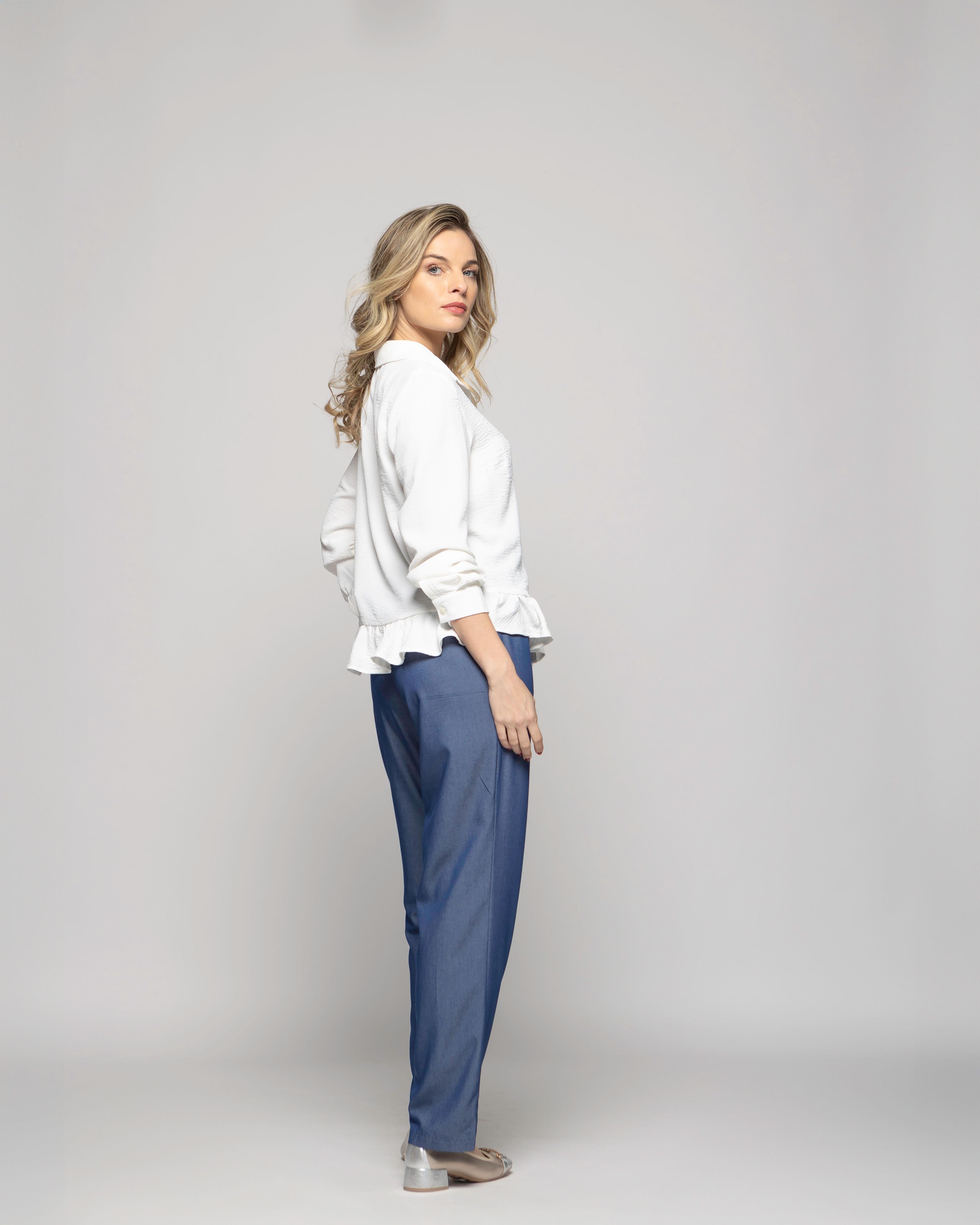 Pantalón Mujer Torenia Viscosa Recto Azul Ludovica-6