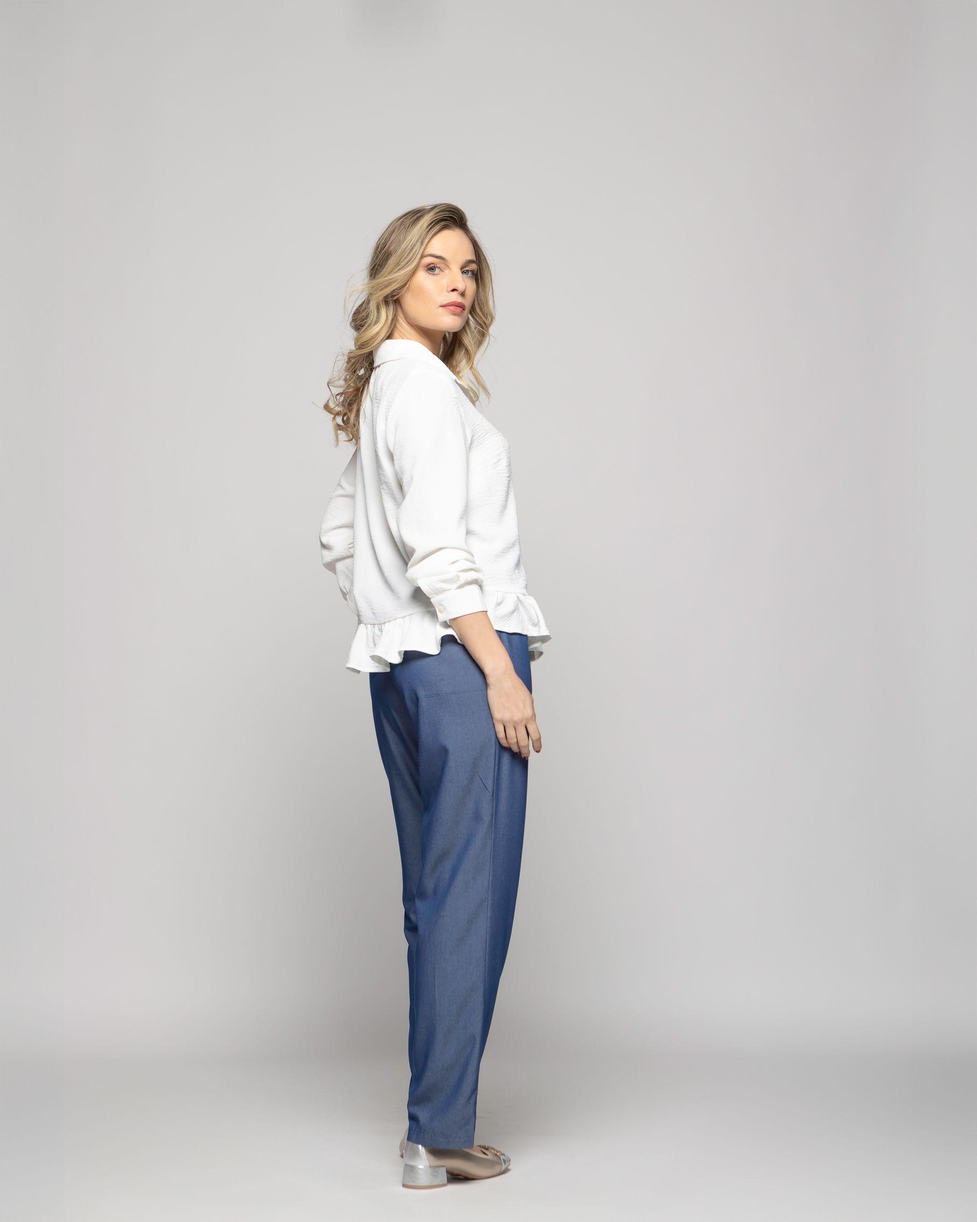 Pantalón Mujer Torenia Viscosa Recto Azul Ludovica-7