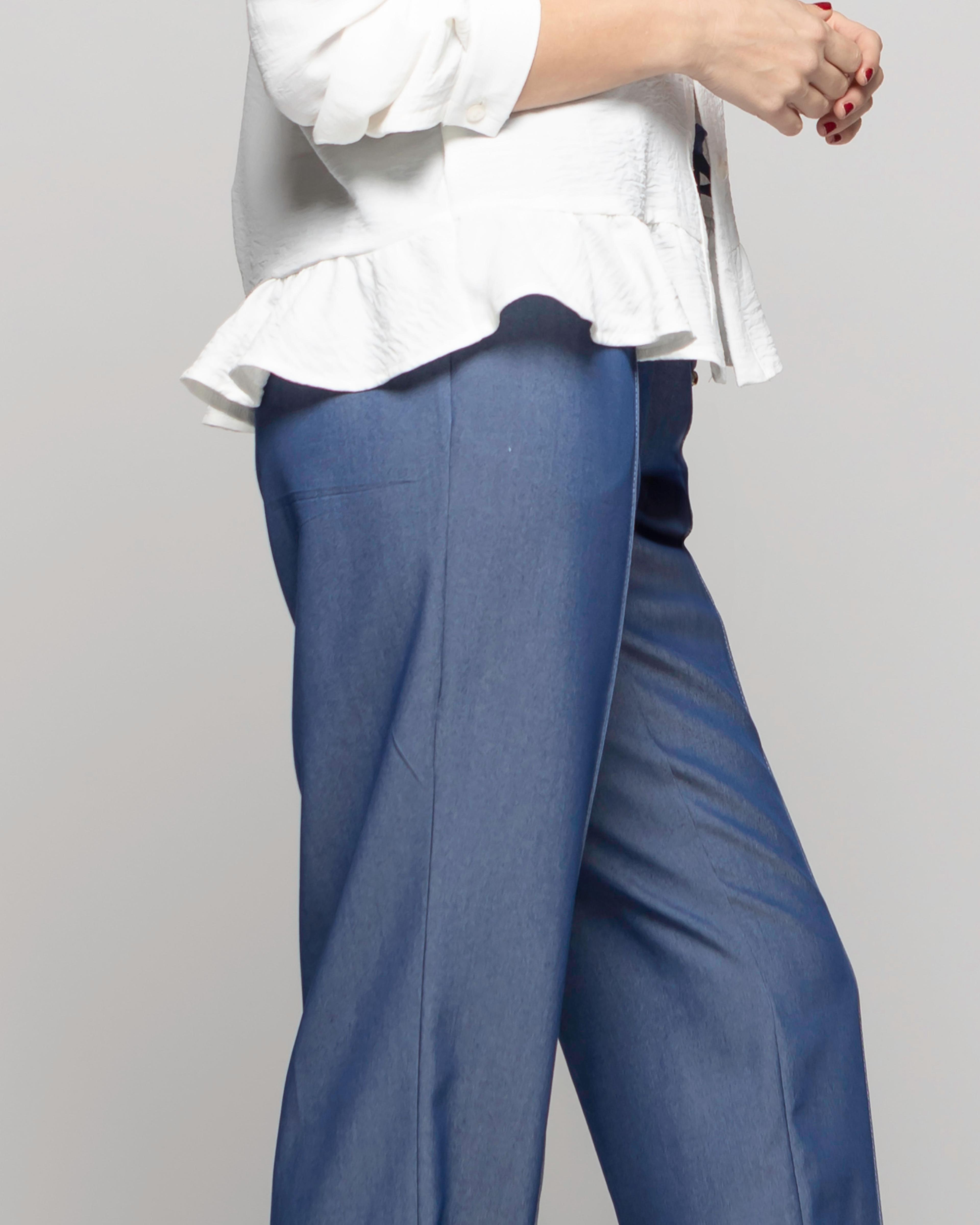 Pantalón Mujer Torenia Viscosa Recto Azul Ludovica-8