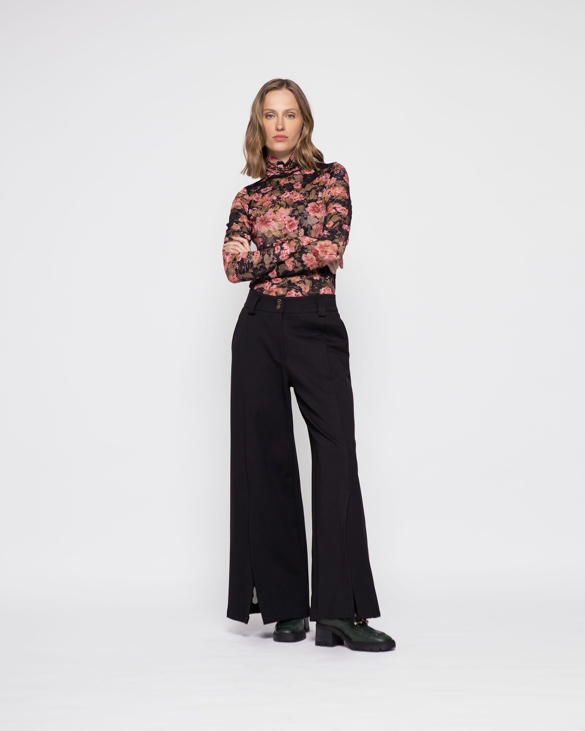 Polera Mujer Orquidea Negro Ludovica-0