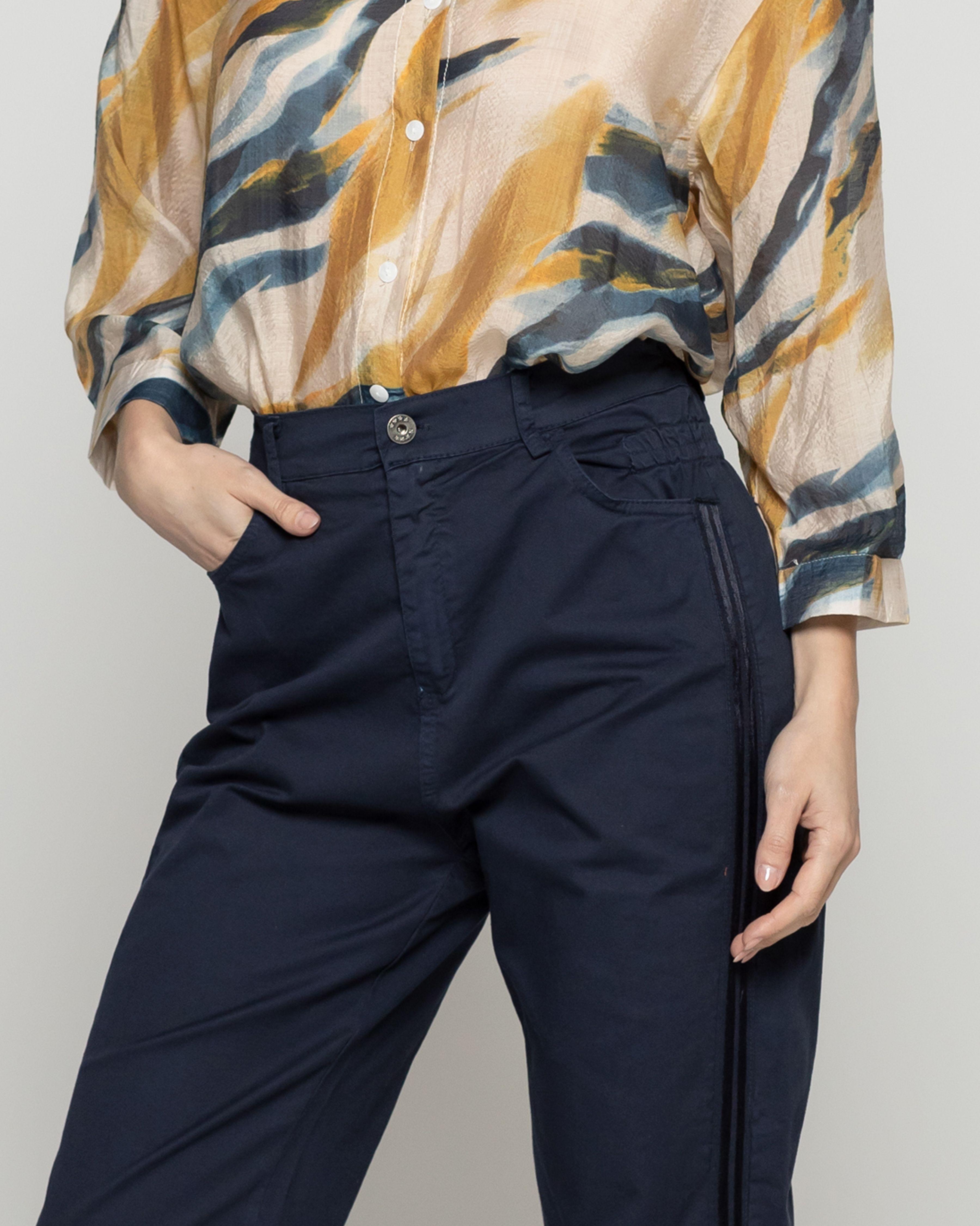 Pantalón Mujer Piera Tiro Alto Azul Lineatre-4