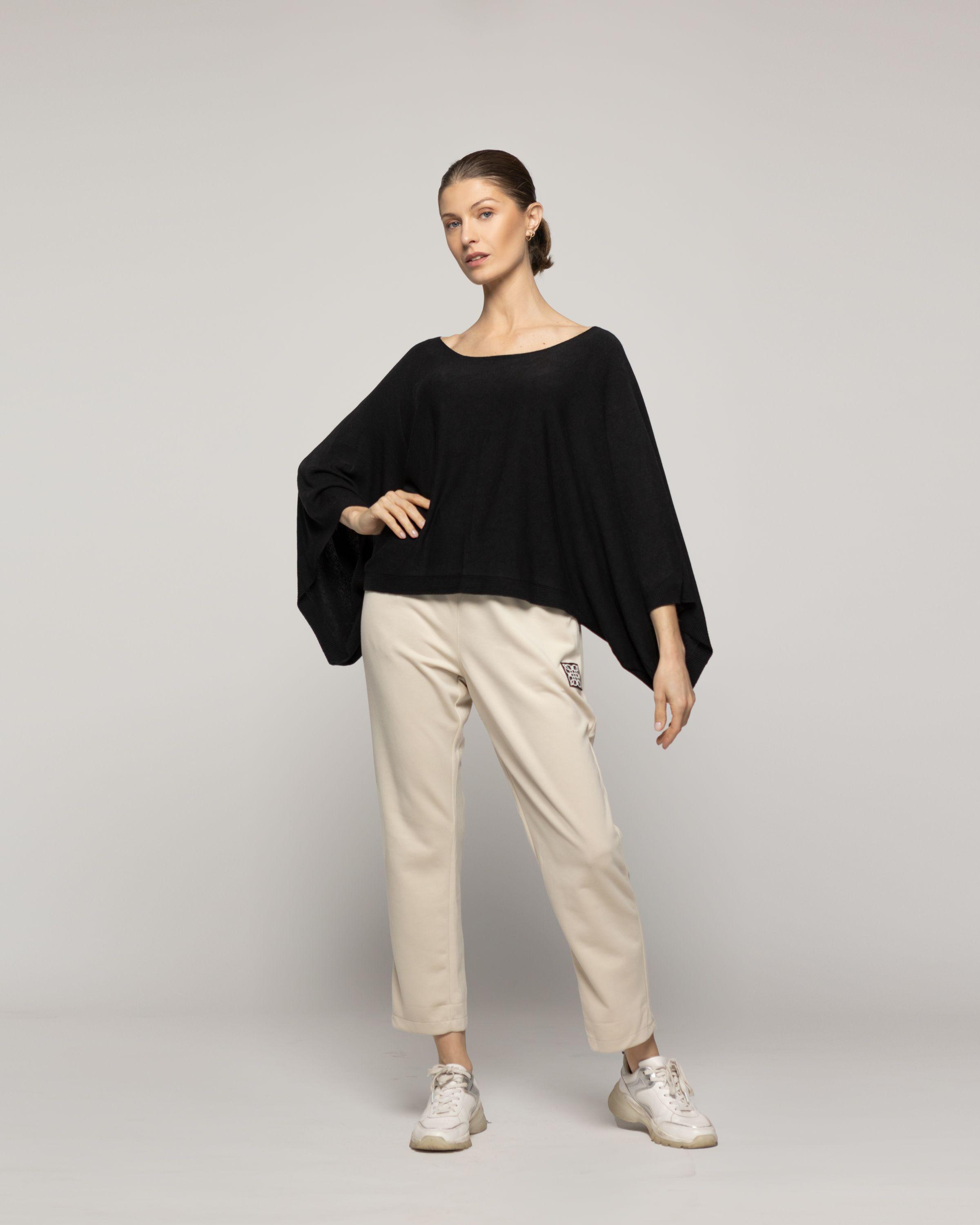Sweater Mujer Oversize Willa Negro Manga Ancha Lineatre-4