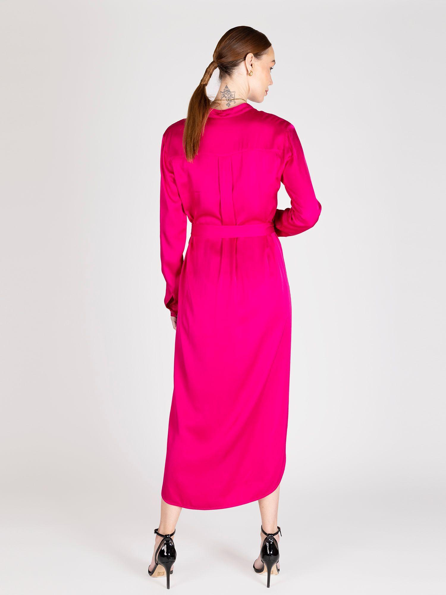 Vestido Camisero Satinado Fucsia Lineatre-2