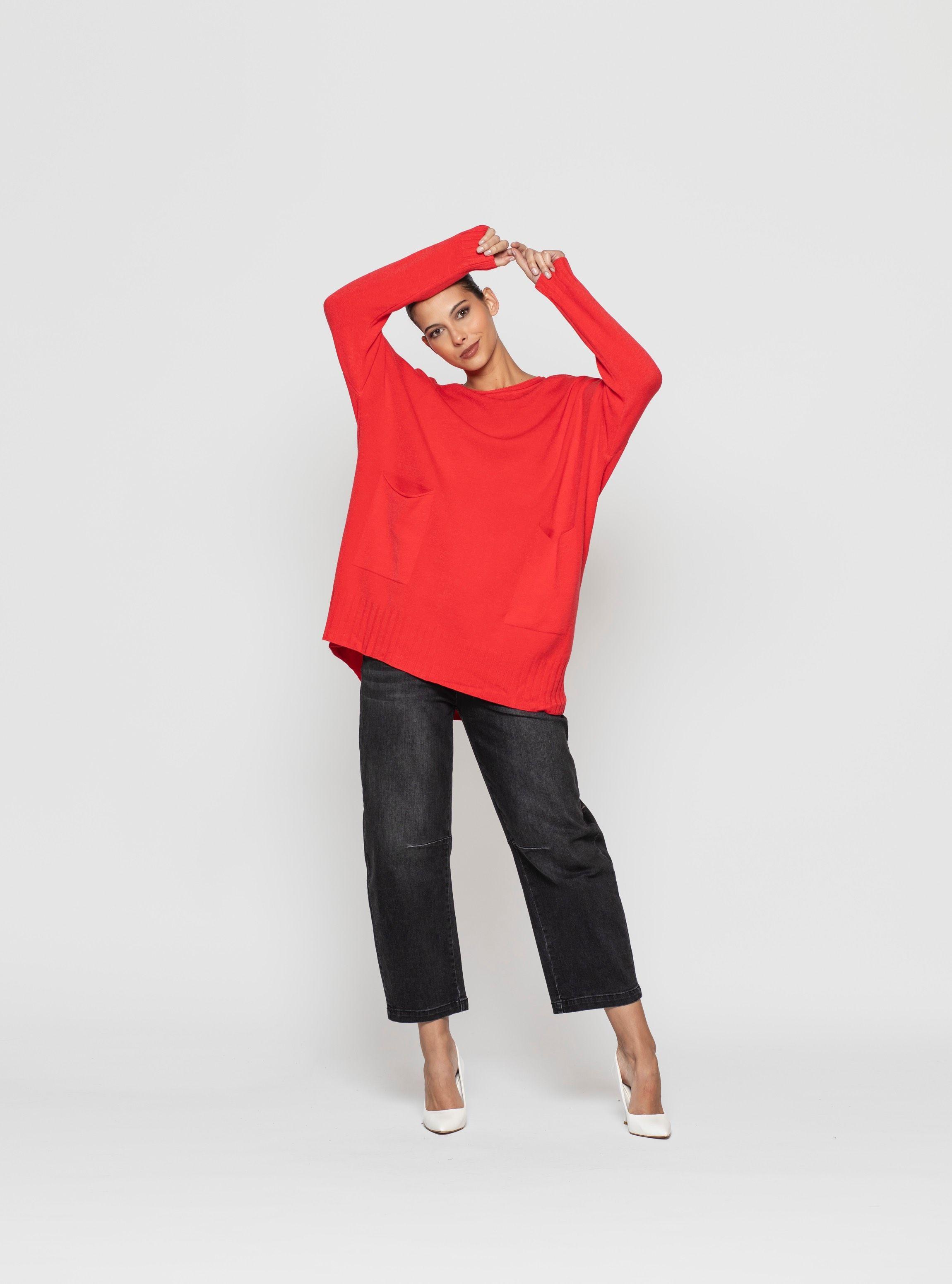 Sweater Mujer Mirian Rojo Lineatre-2