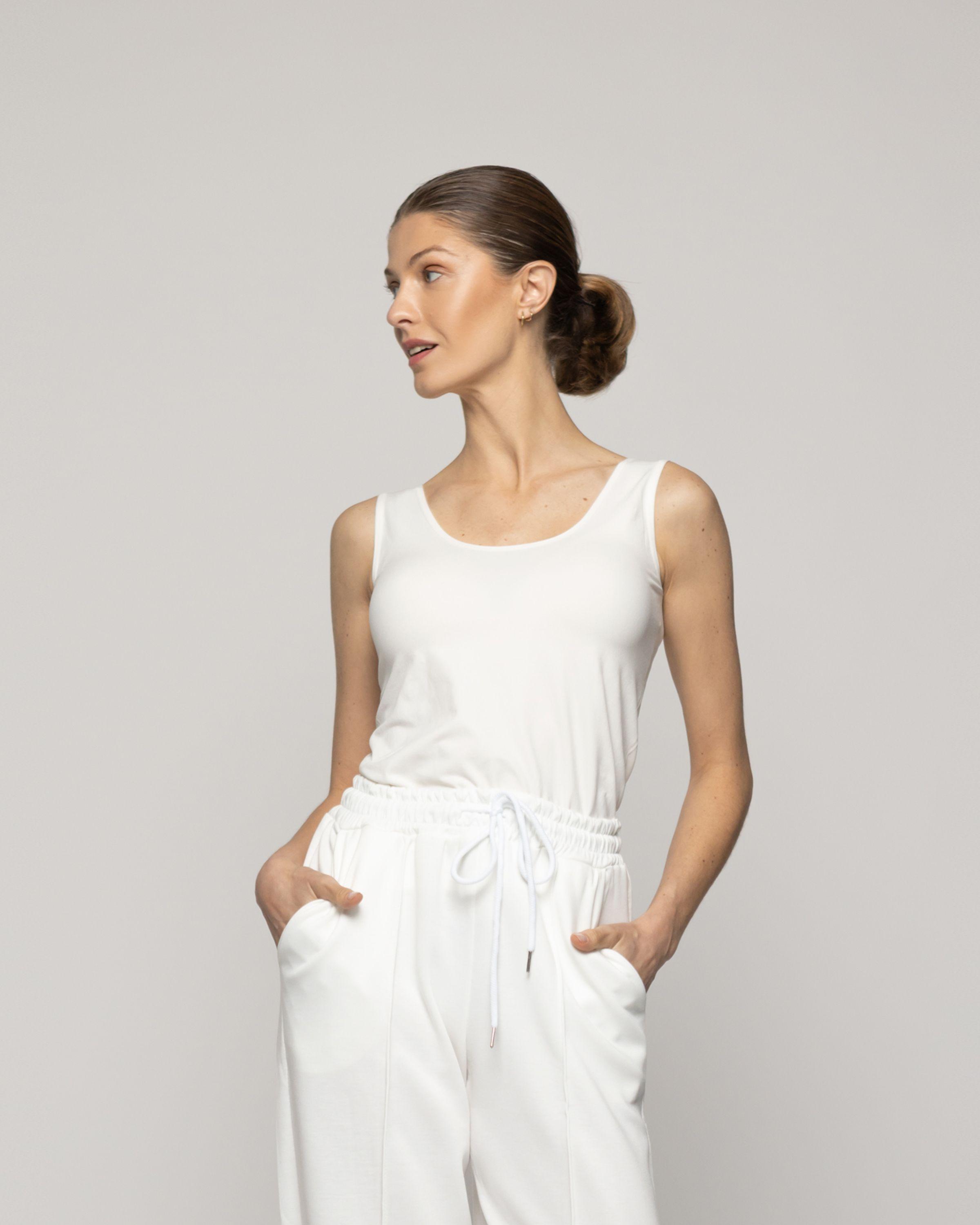 Top Mujer Teodora Mangas Anchas Blanco Lineatre-0