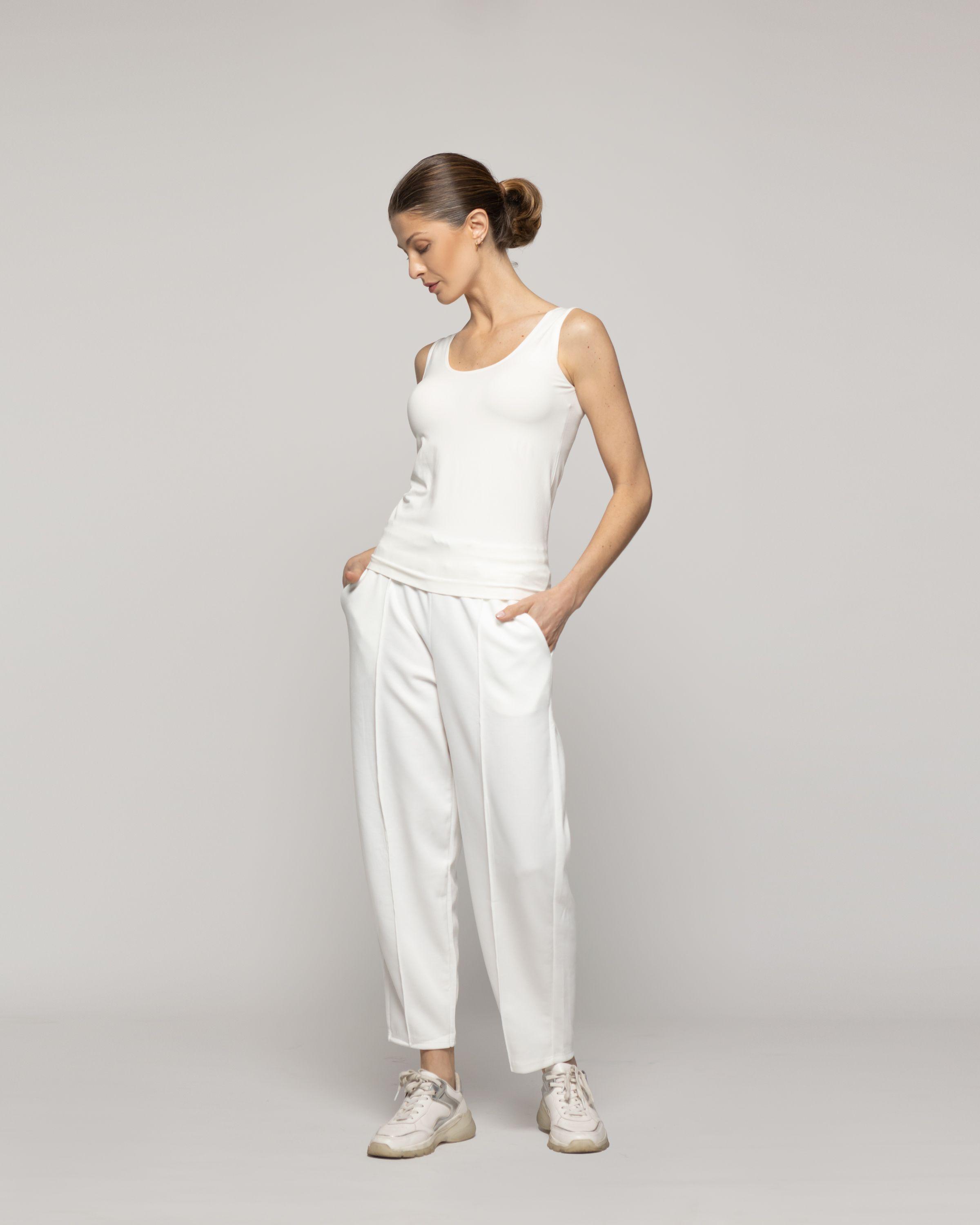 Top Mujer Teodora Mangas Anchas Blanco Lineatre-1