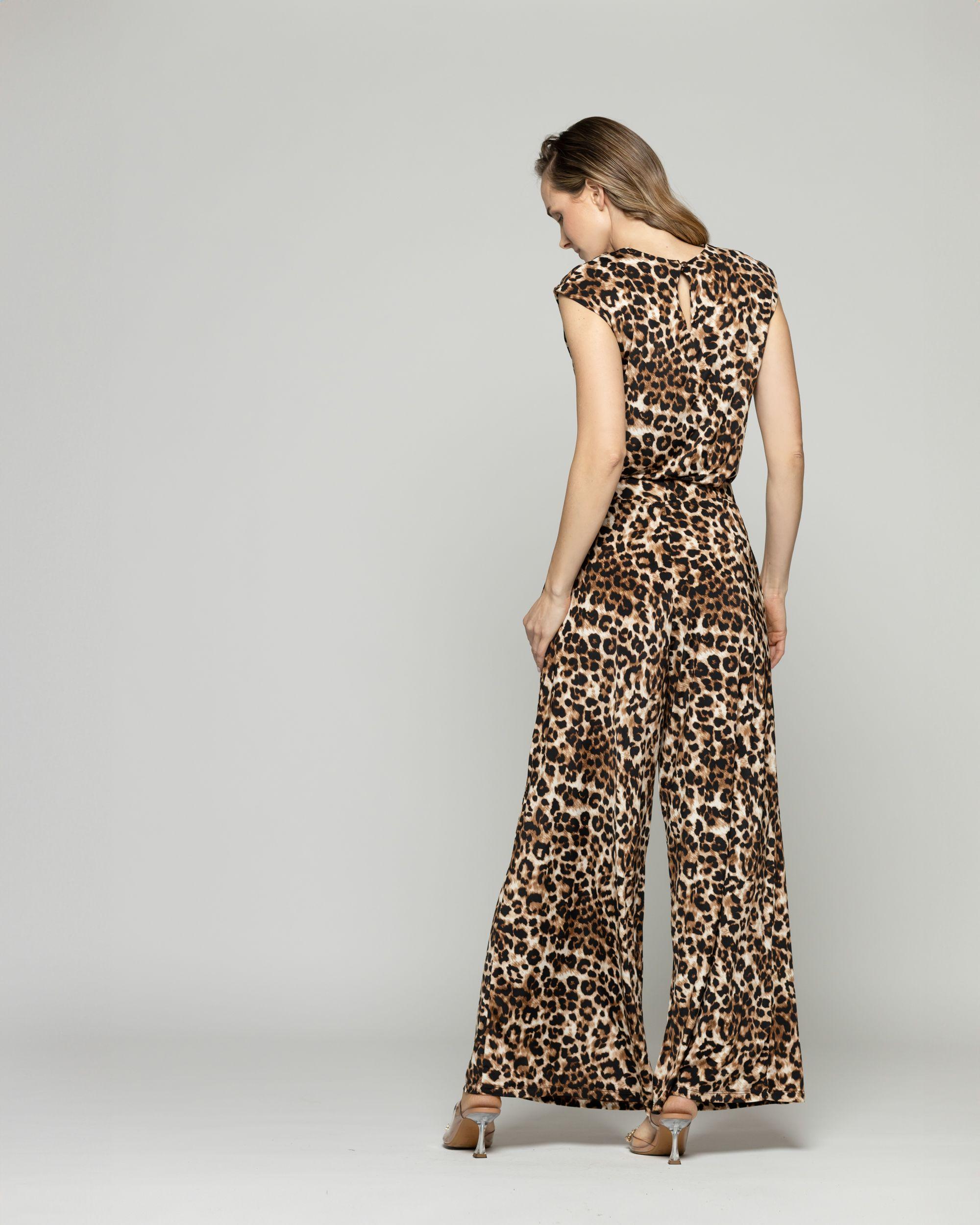 Pantalón Mujer Manzanilla Palazzo Animal Print Café Ludovica-4