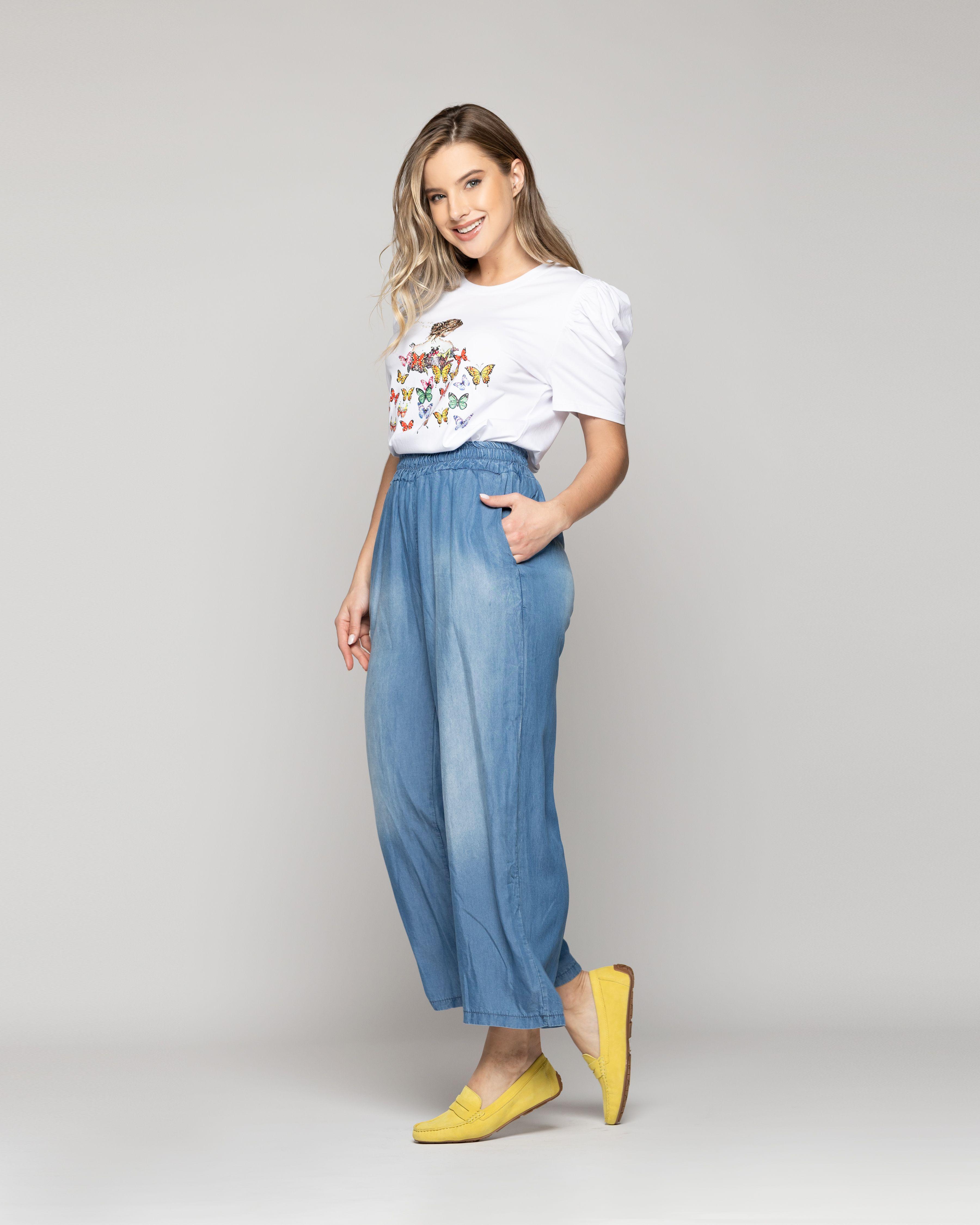 Pantalón Mujer Penelope Denim Holgado Azul Lineatre-4