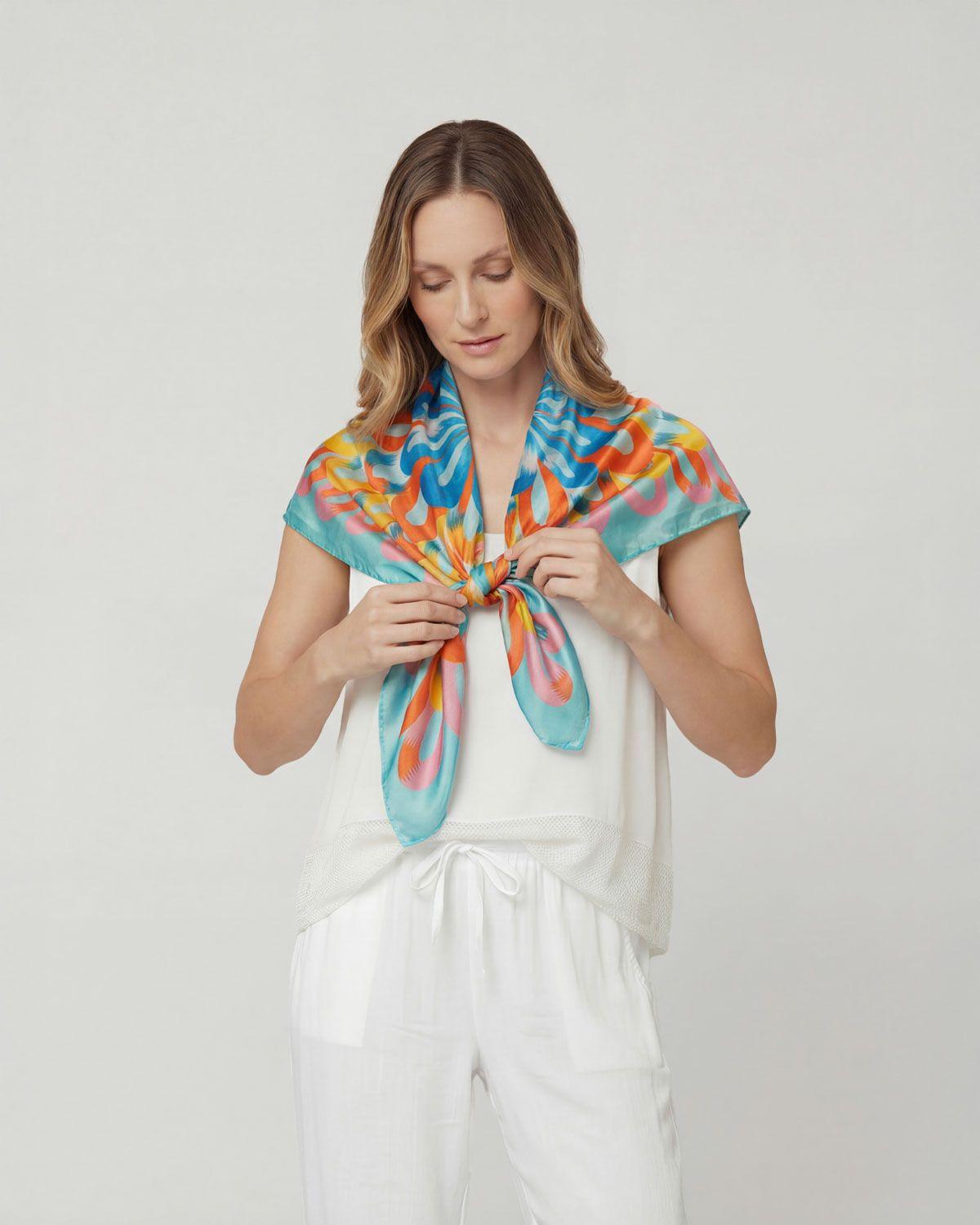 Pañuelo Mujer Emanuela Celeste Lineatre-4