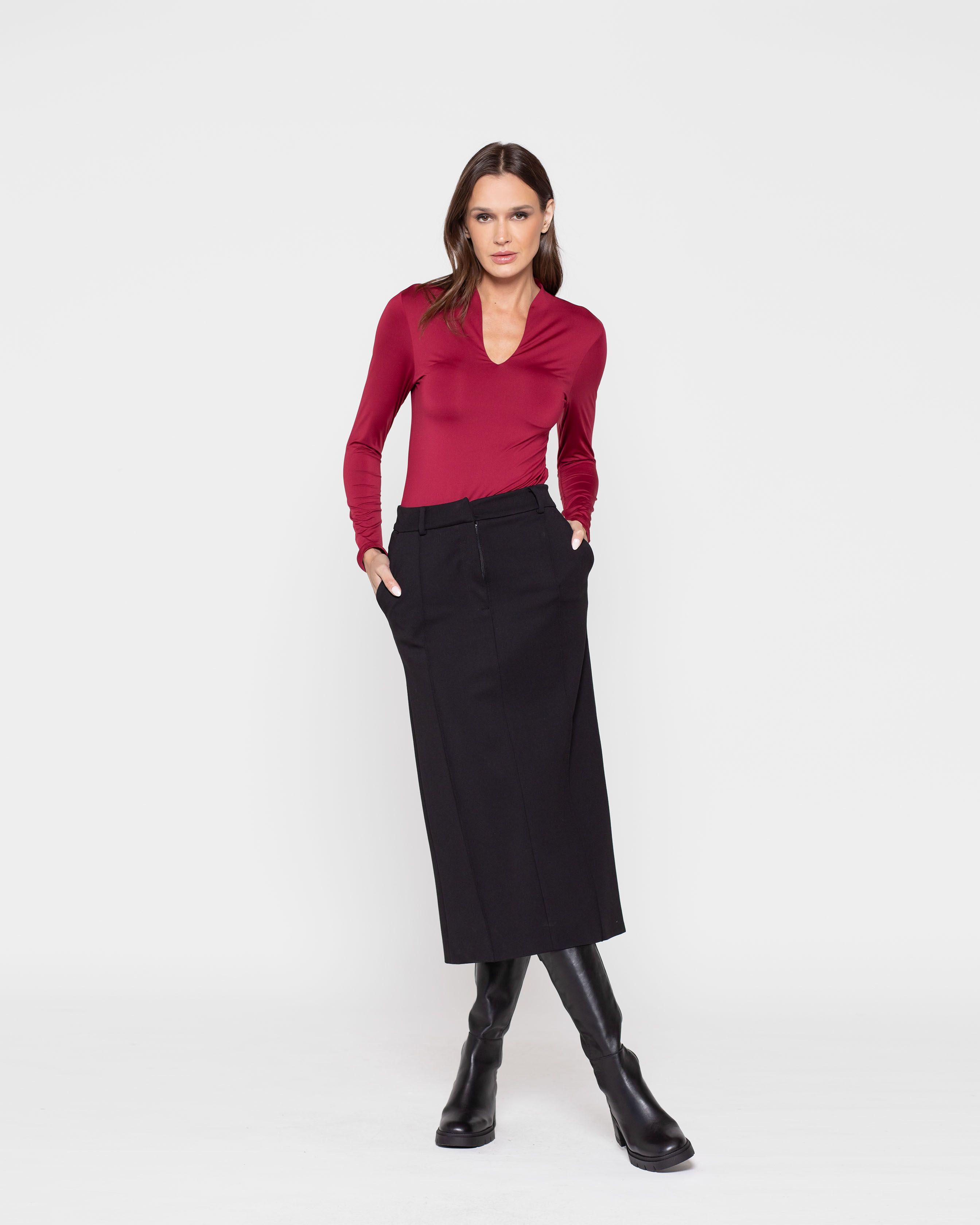 Falda Mujer Magnolia Negro Ludovica-1