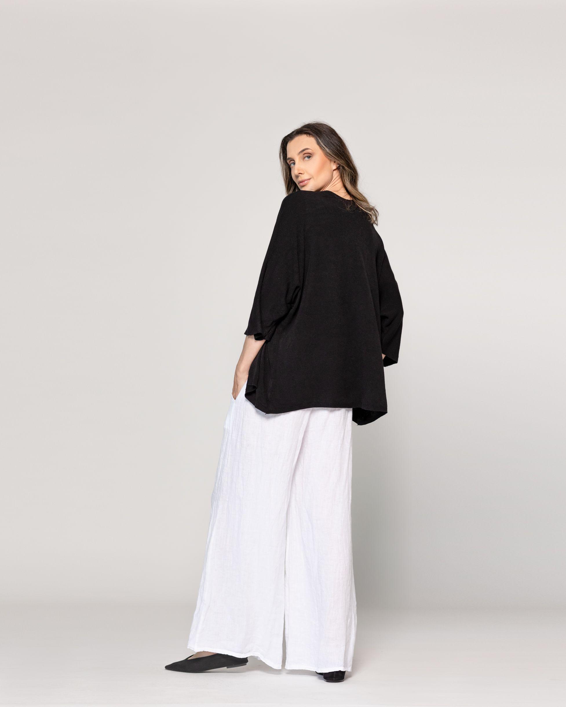 Sweater Mujer Waleska Tipo Cardigan Liso Manga Larga Negro Lineatre-3