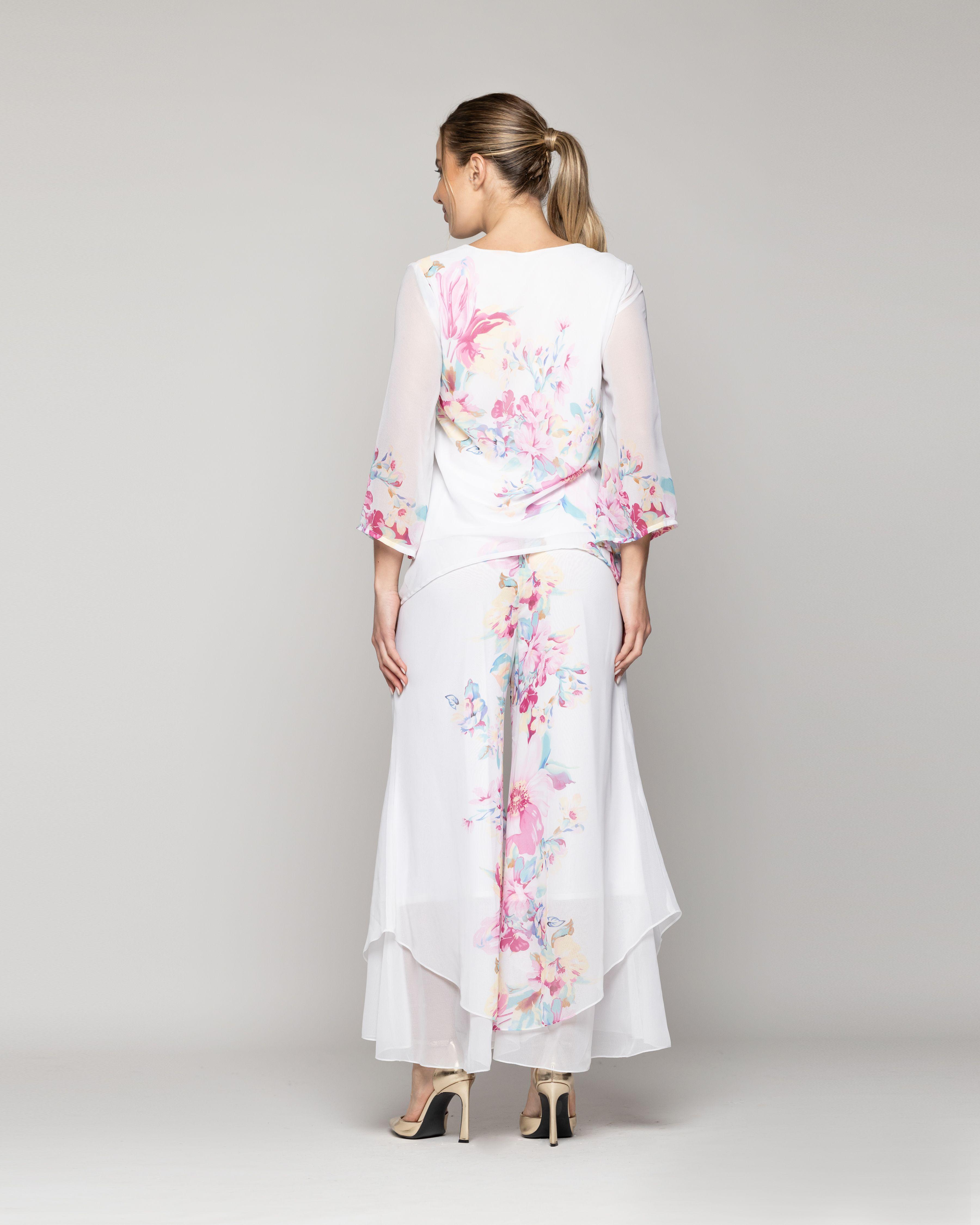 Blusa Mujer Biancarosa Con Diseño De Flores Y Brillos Lineatre-2