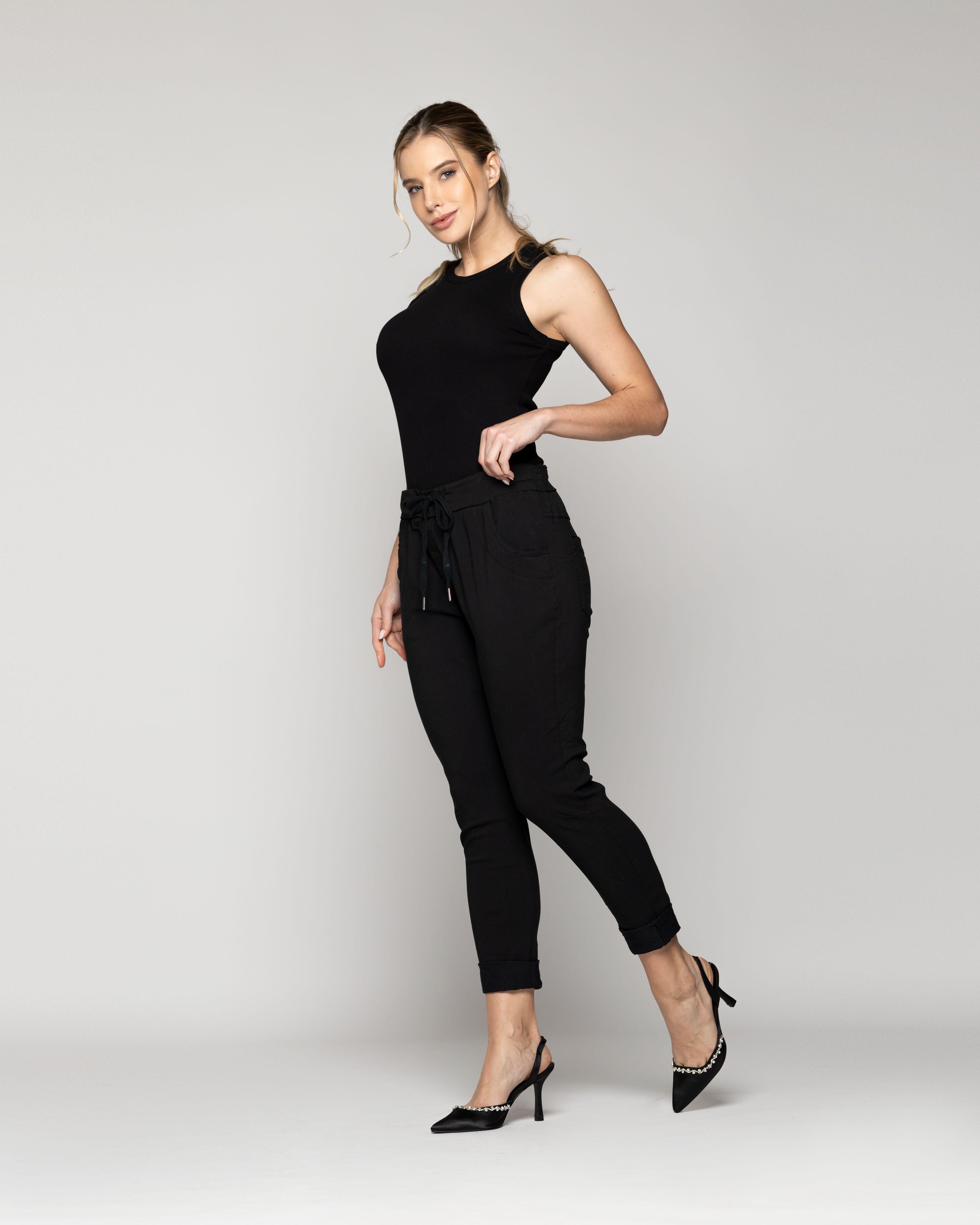 Pantalón Mujer Jogger Priscila Cintura Elasticada Negro Lineatre-2