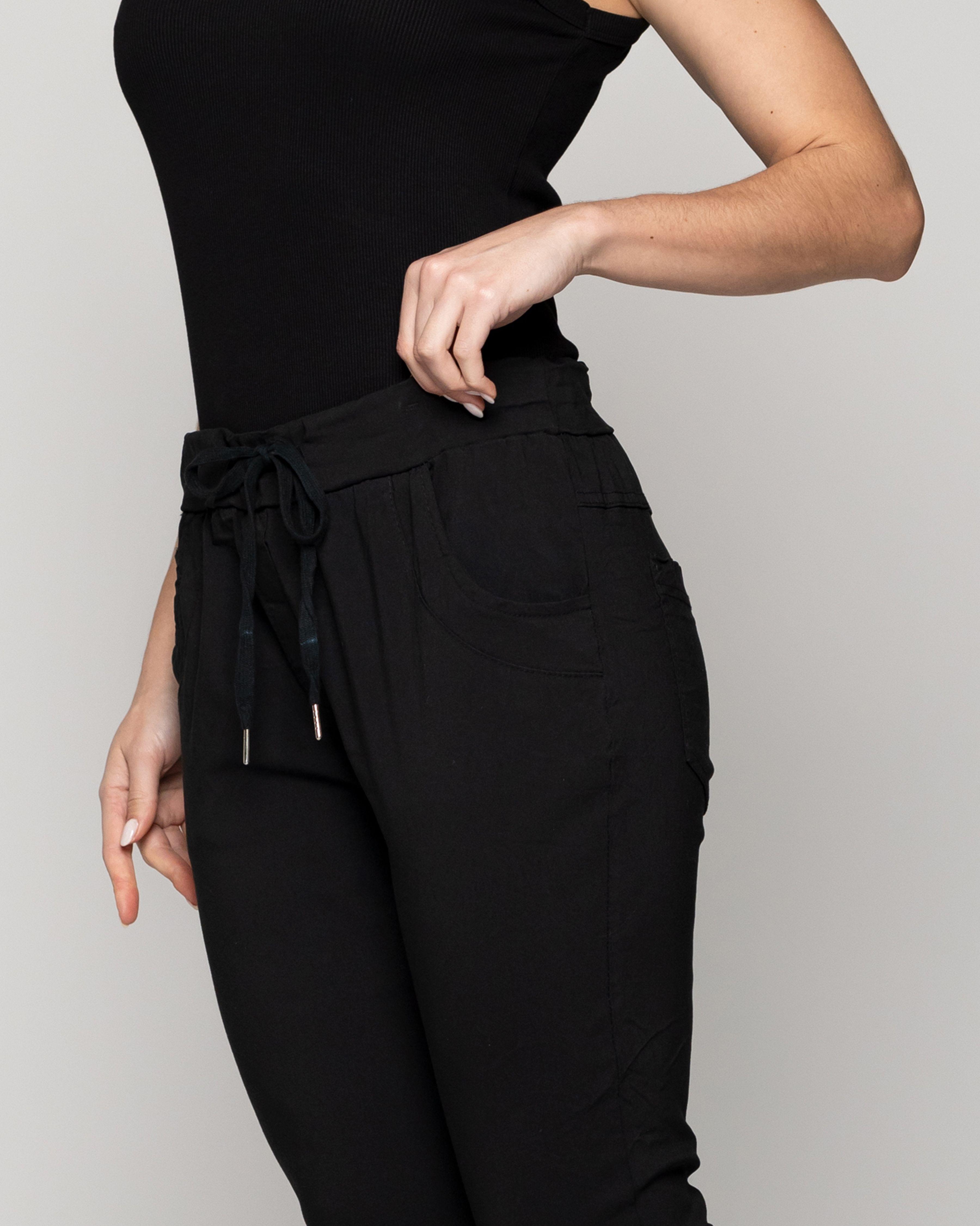 Pantalón Mujer Jogger Priscila Cintura Elasticada Negro Lineatre-4