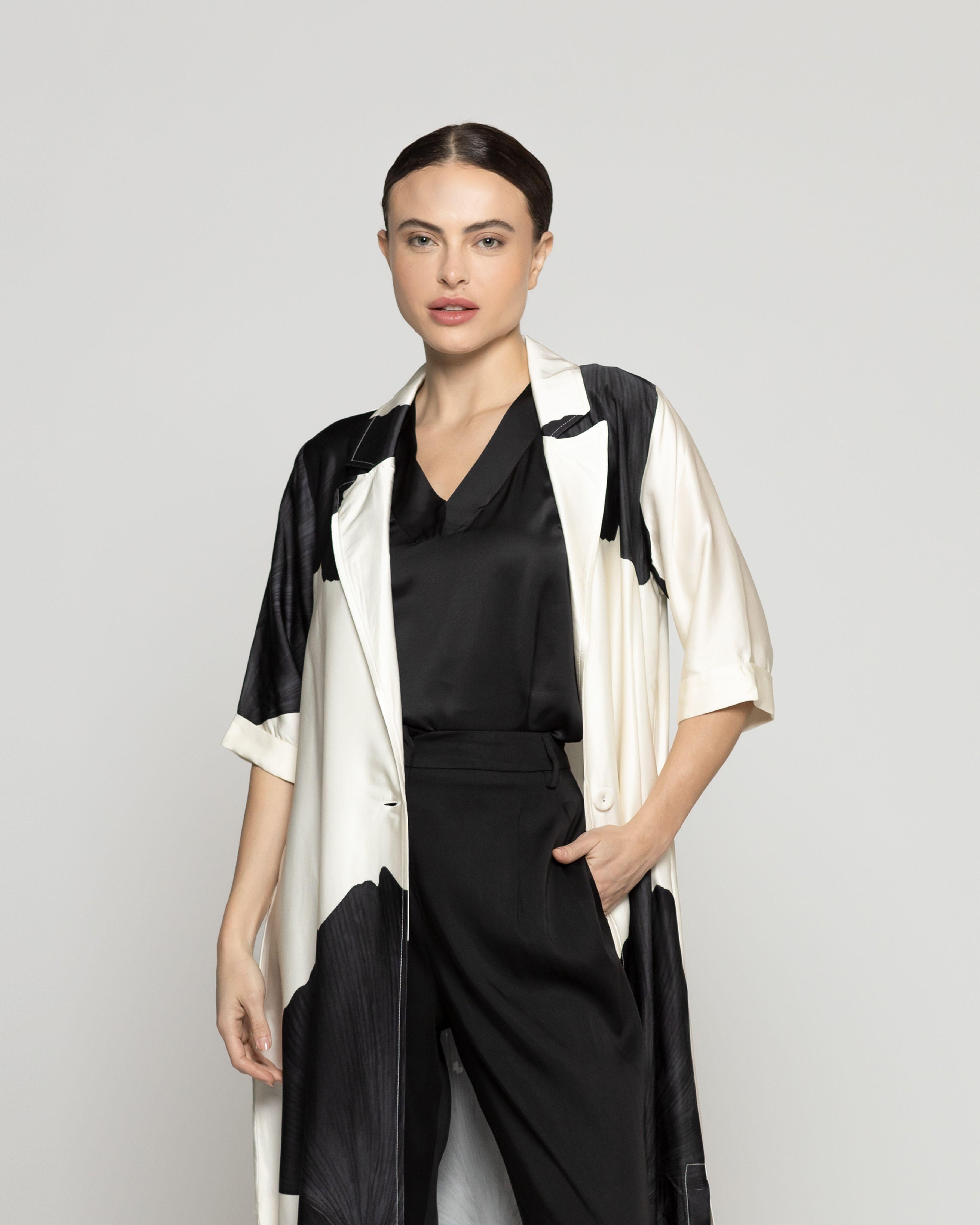 Spolverino Mujer Dalia Estampado Floral Maxi Lineatre-0
