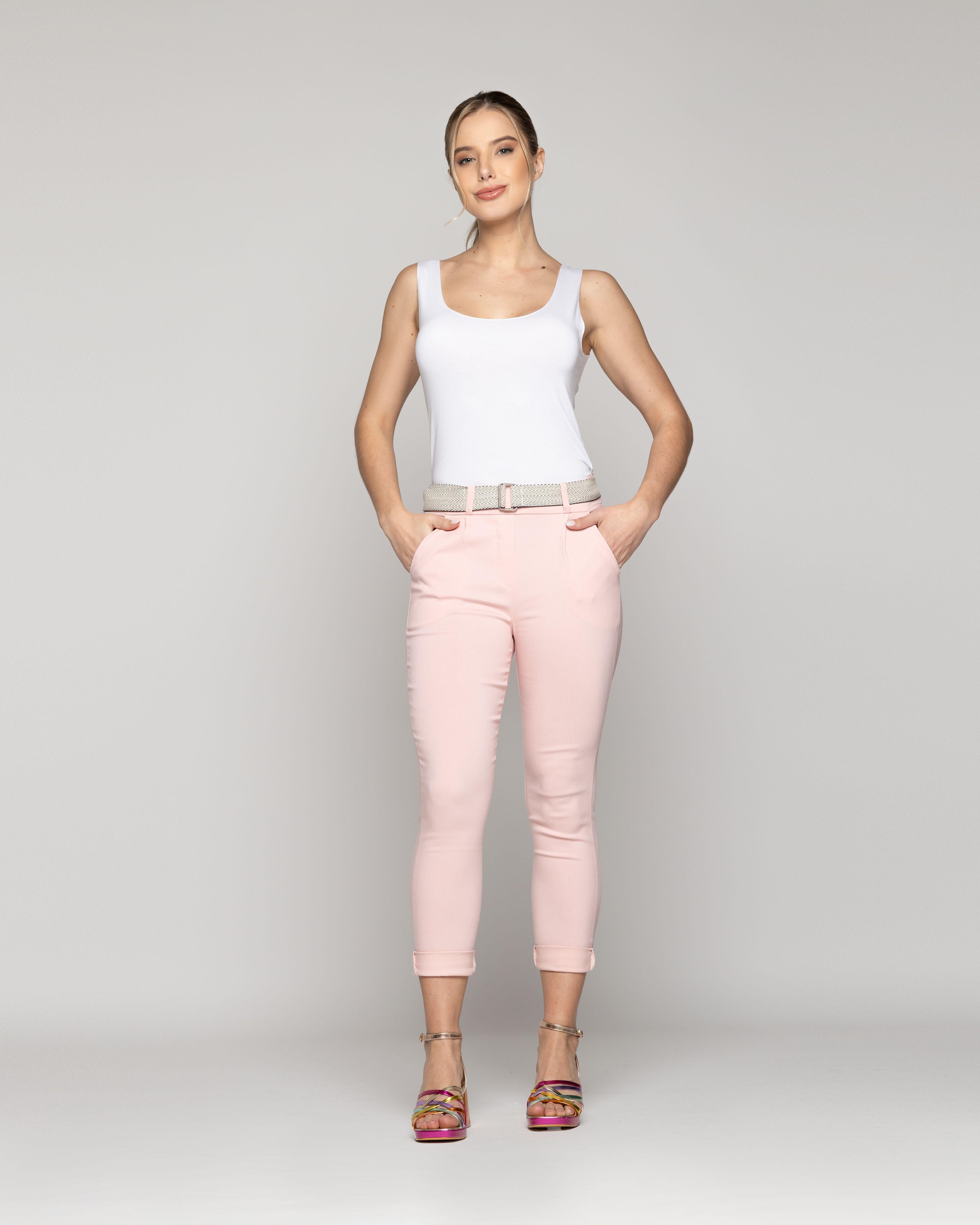 Pantalón Mujer Parisa Pitillo Rosado Lineatre-0