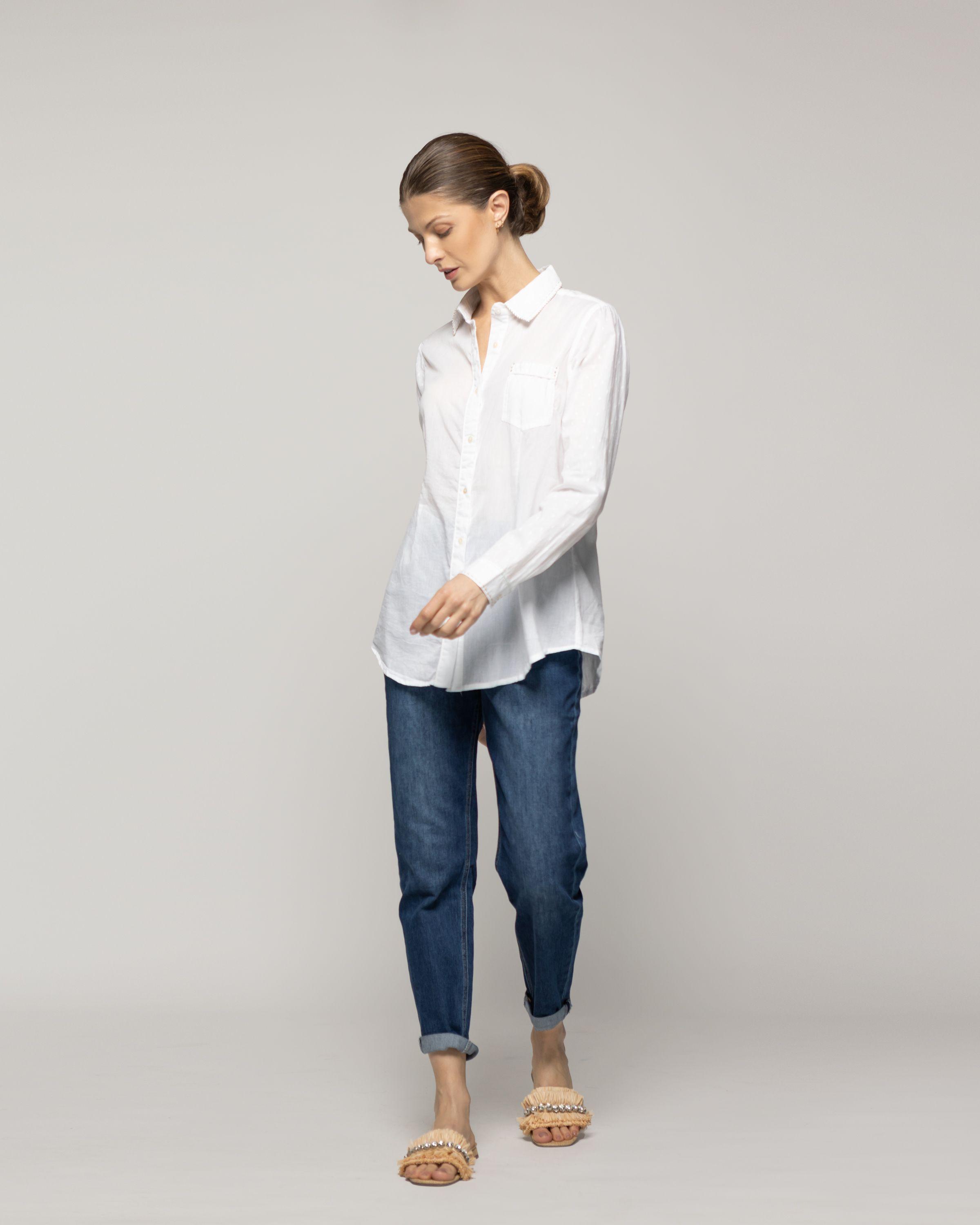 Blusa Mujer Brisela Camisera Blanca Lineatre-2