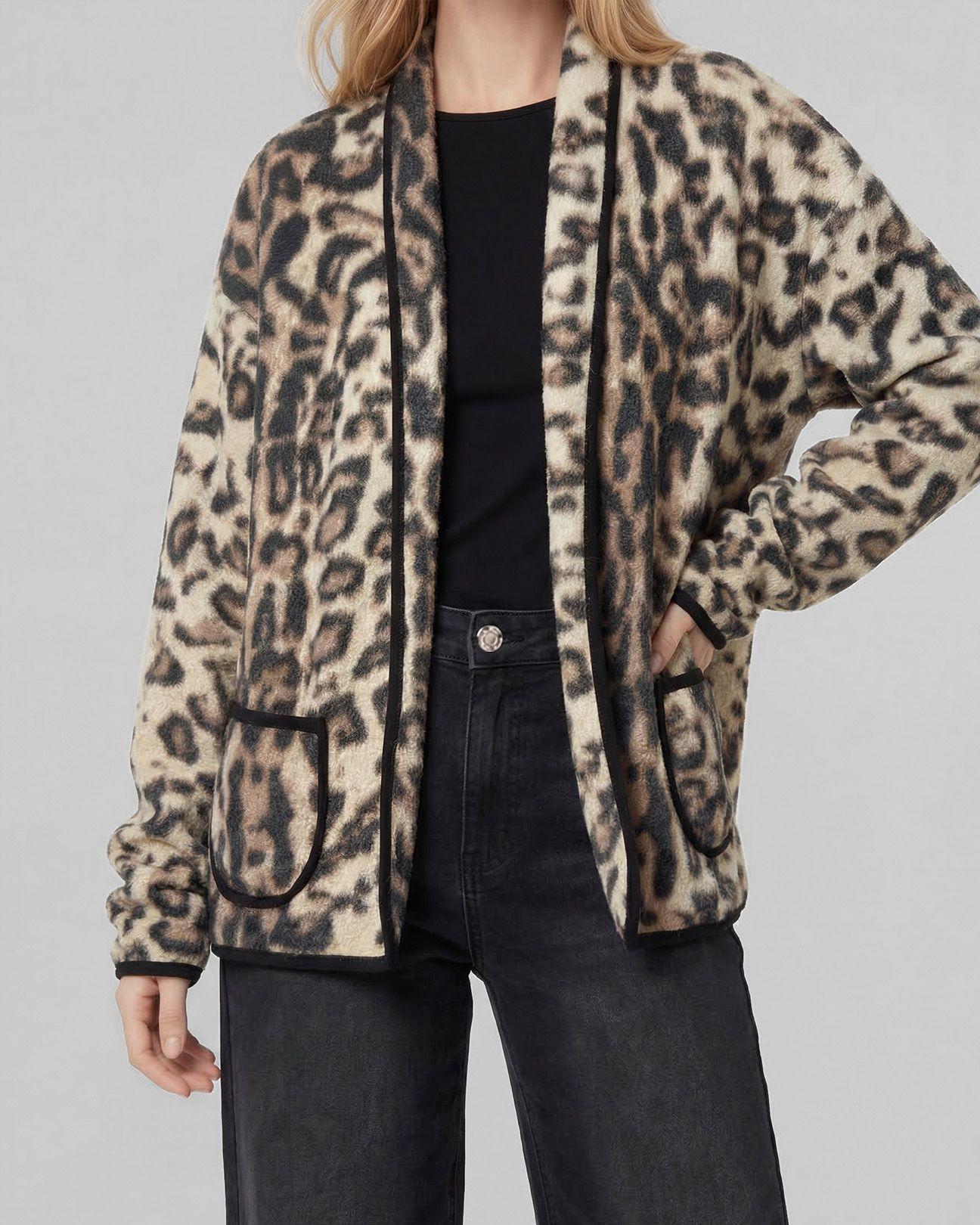 Chaqueta Mujer Consuelo Relaxed Cuello Tipo Kimono Manga Suelta Leopardo Lineatre-2