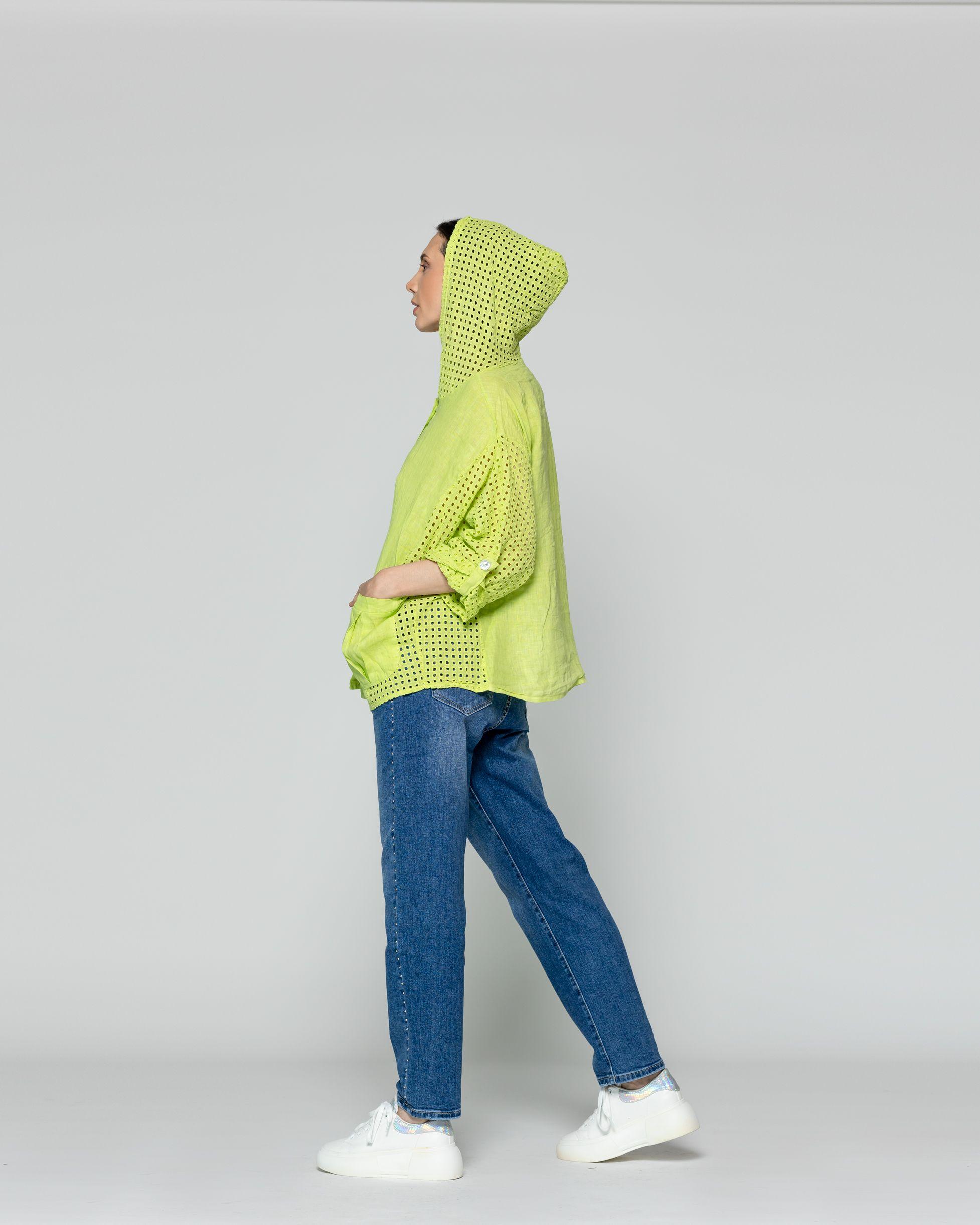 Chaqueta Mujer Concetta De Lino Con Botones Verde Lineatre-2