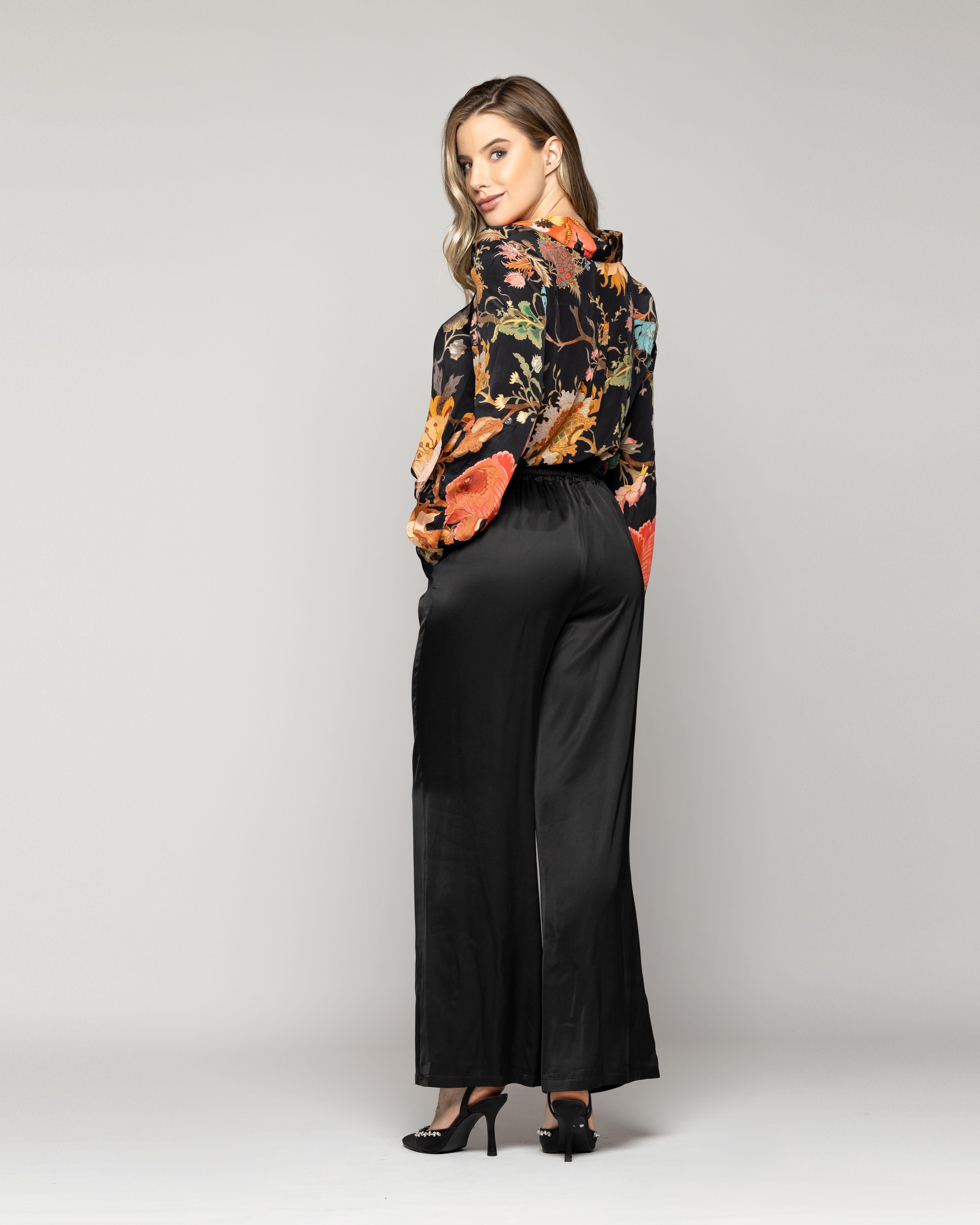 Pantalón Mujer Philippa Recto Satinado Negro Lineatre-3