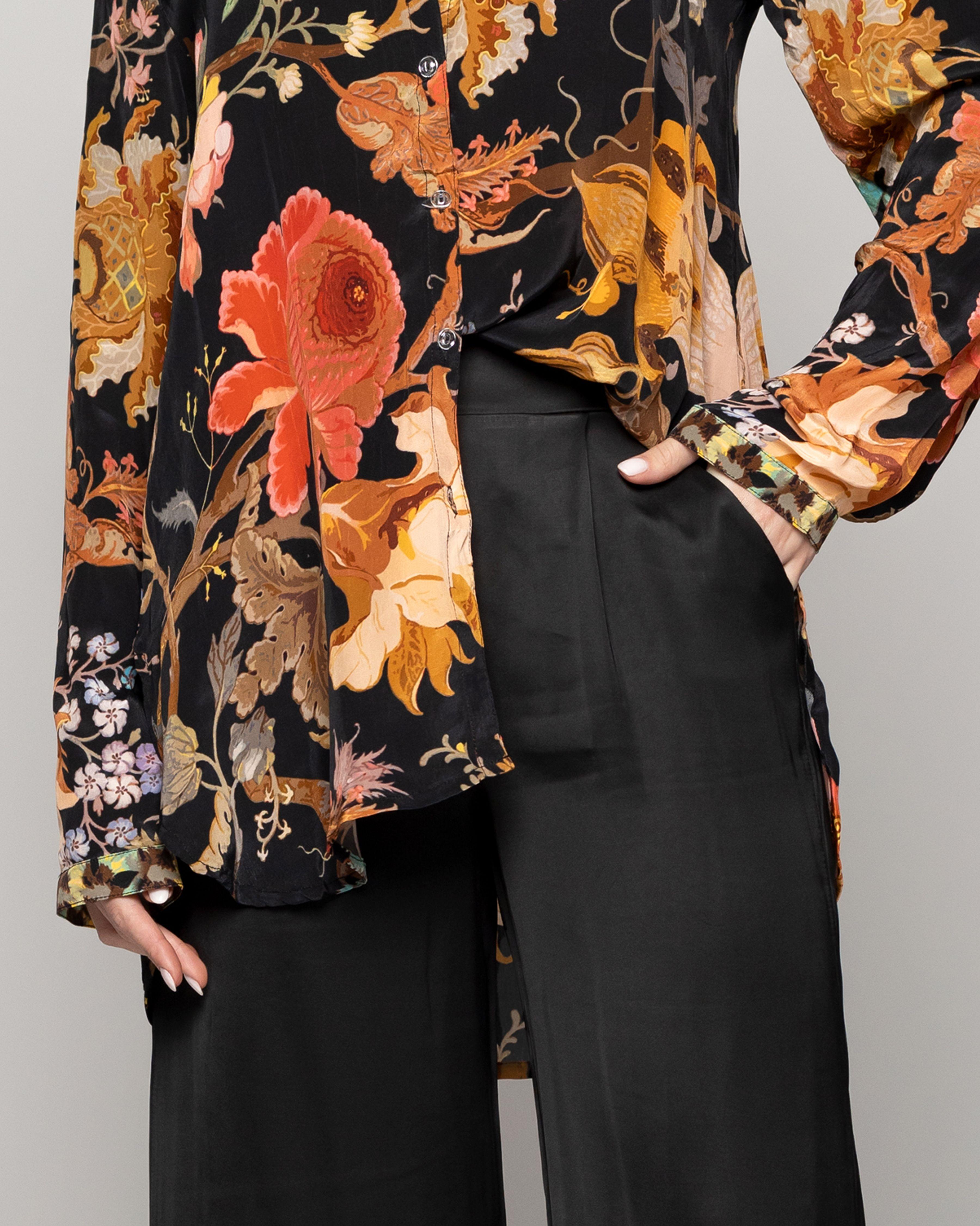 Pantalón Mujer Philippa Recto Satinado Negro Lineatre-4