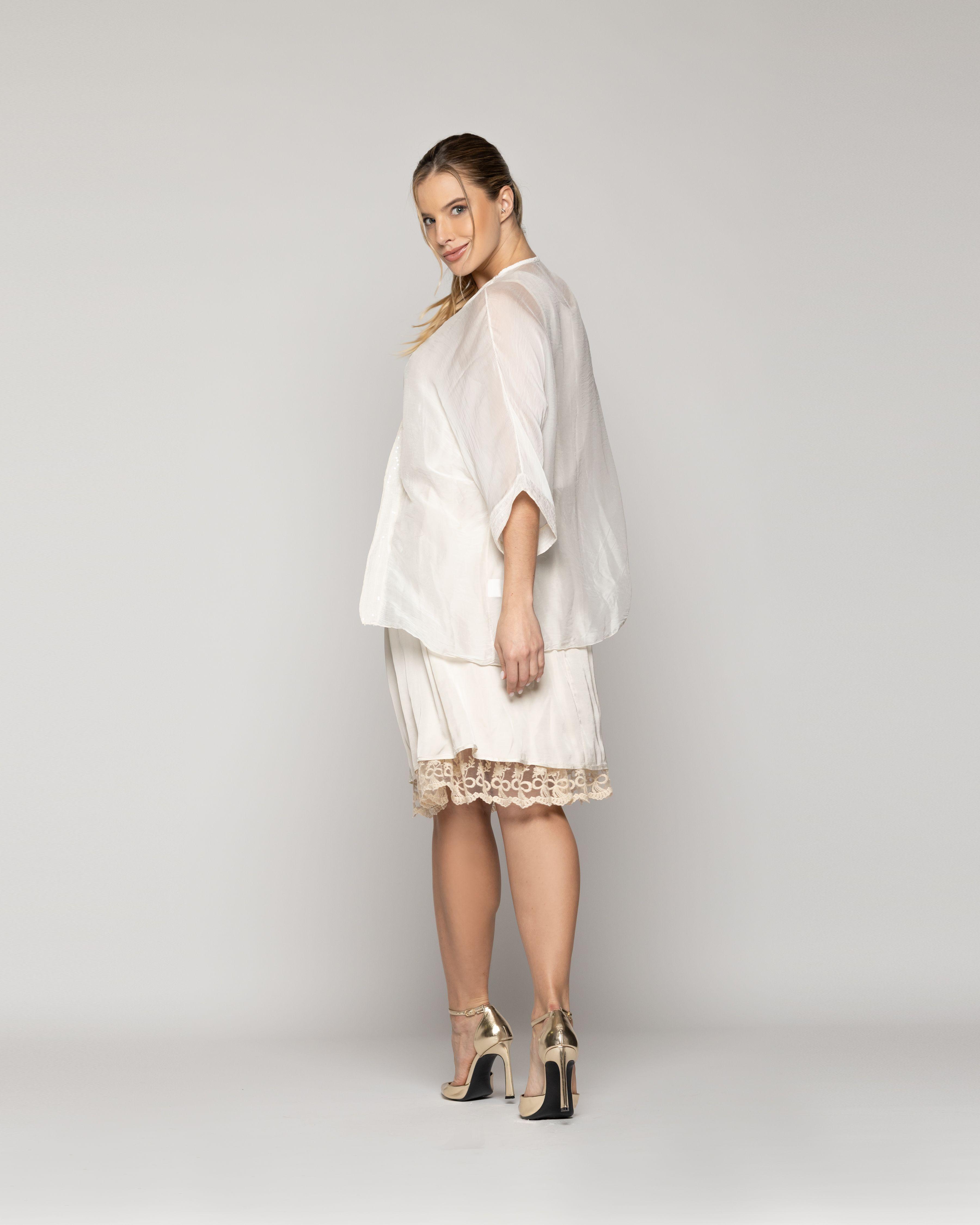 Tapado Mujer Dora Corto Gasa Blanco Crudo Lineatre-3