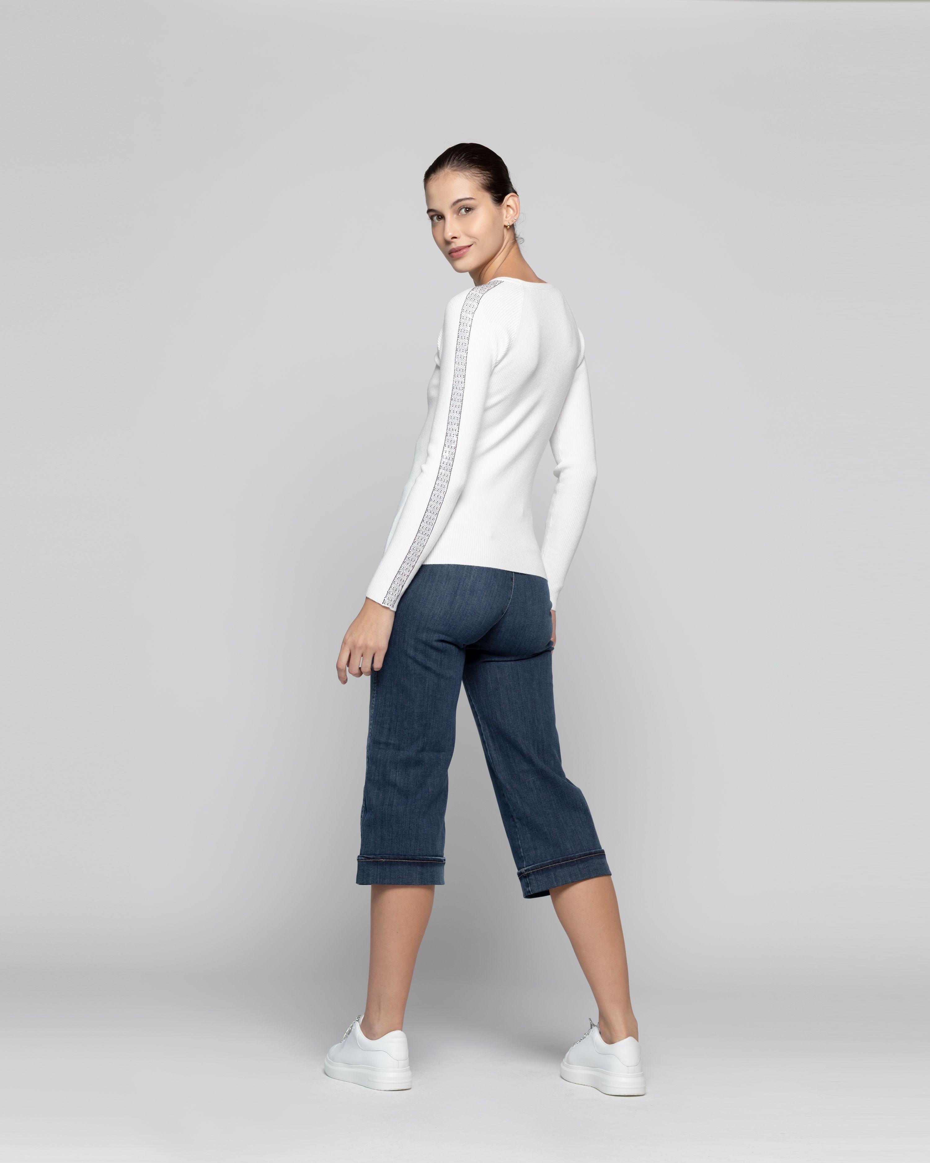 Sweater Mujer Anahí cuello redondo Blanco Lineatre-2
