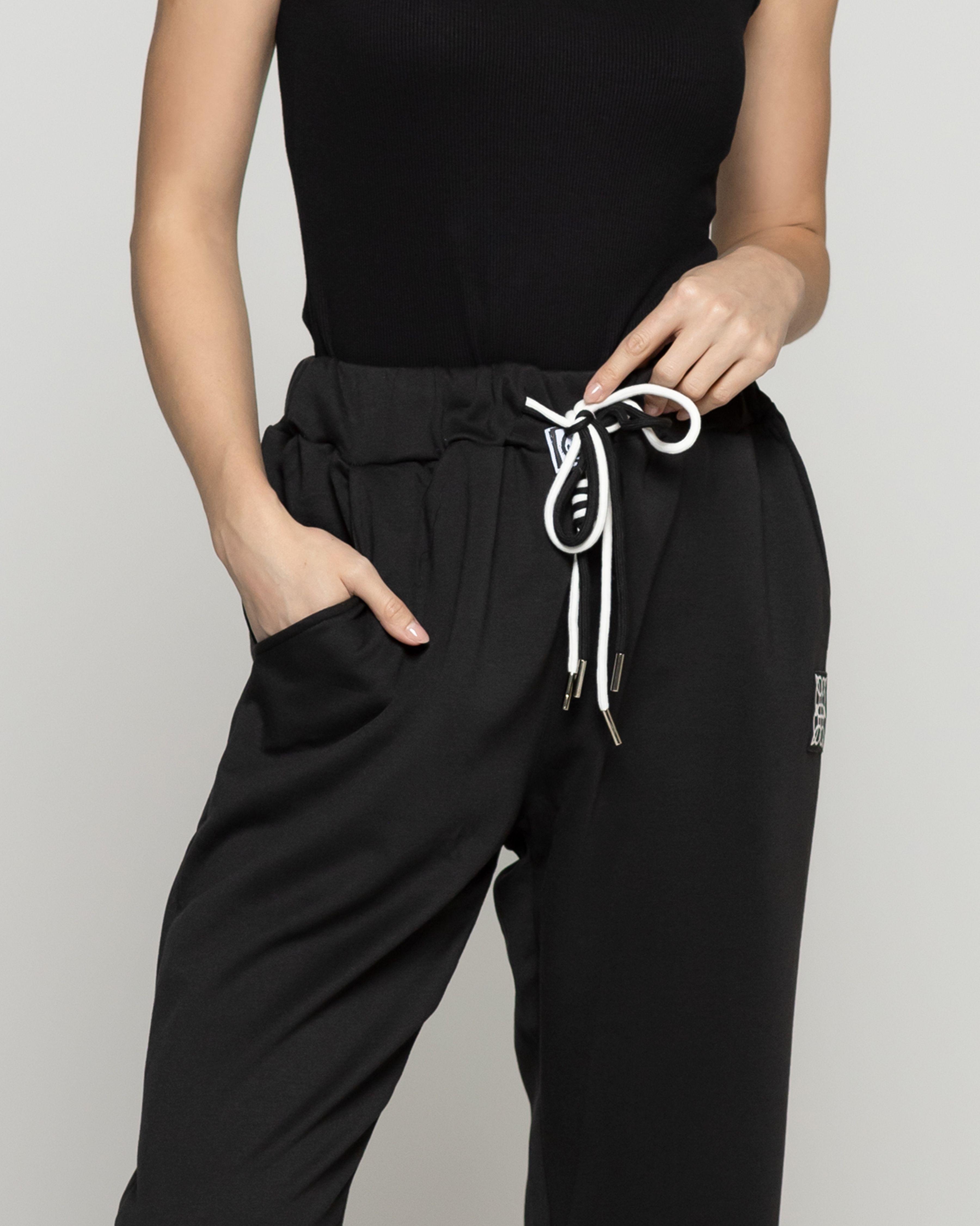 Pantalón Mujer Pastora Buzo Negro Lineatre-4