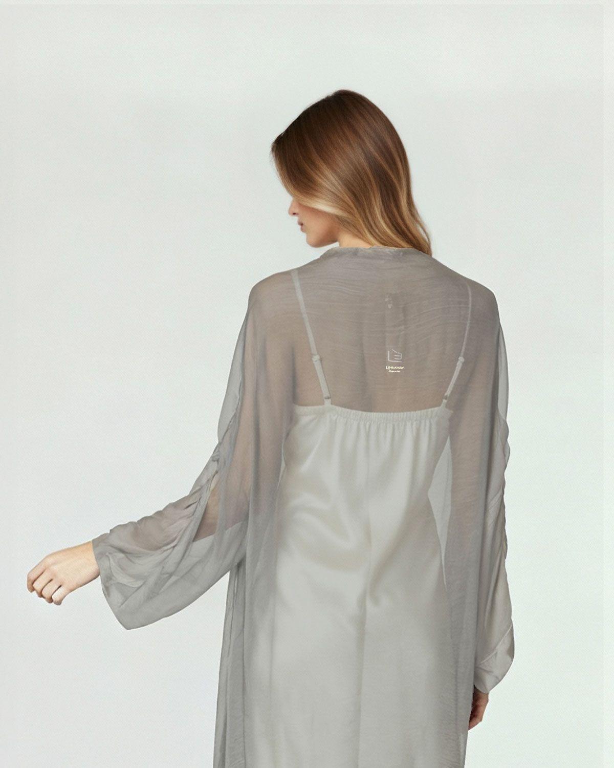 Spolverino Mujer Zita Relaxed fit Solapa Manga 3/4 con caída recta Fango Lineatre-2