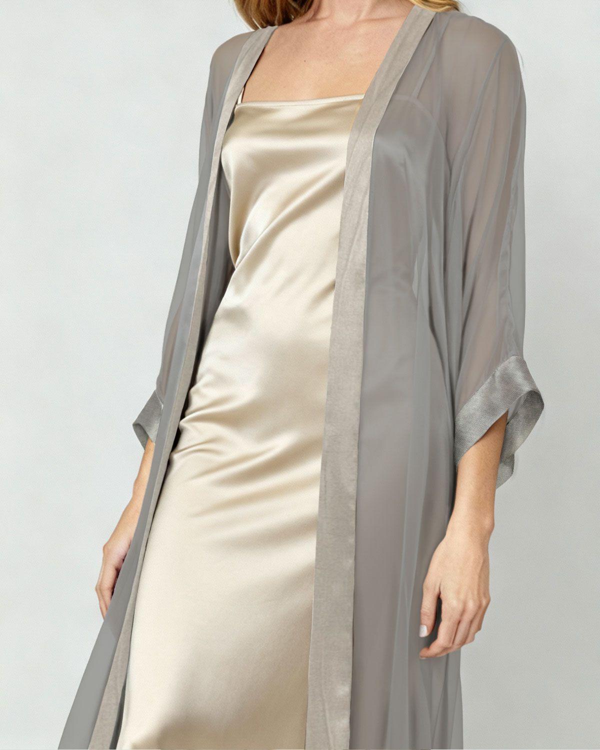 Spolverino Mujer Zita Relaxed fit Solapa Manga 3/4 con caída recta Fango Lineatre-3