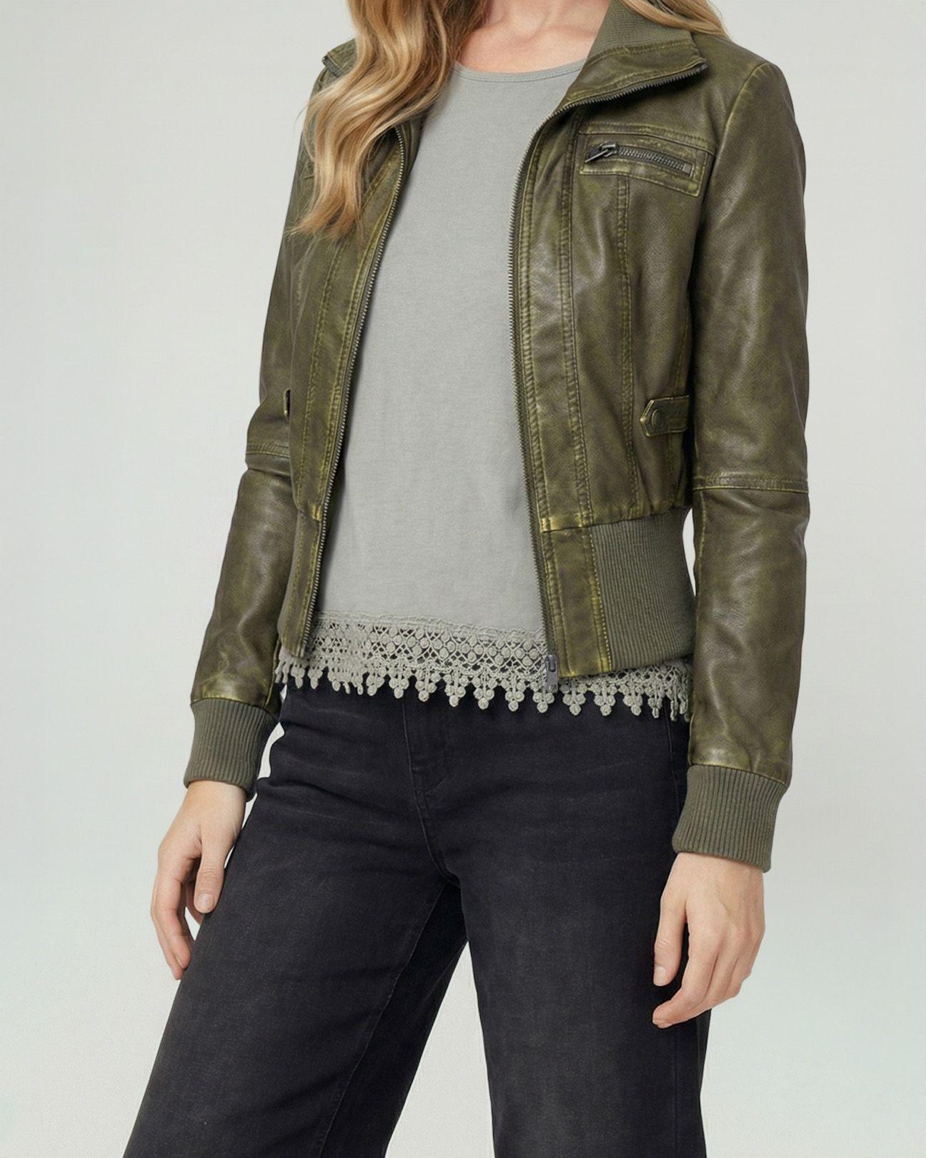 Chaqueta Mujer Francisca Regular  Cuello Alto Solapa Manga Suelta Militar Lineatre-2