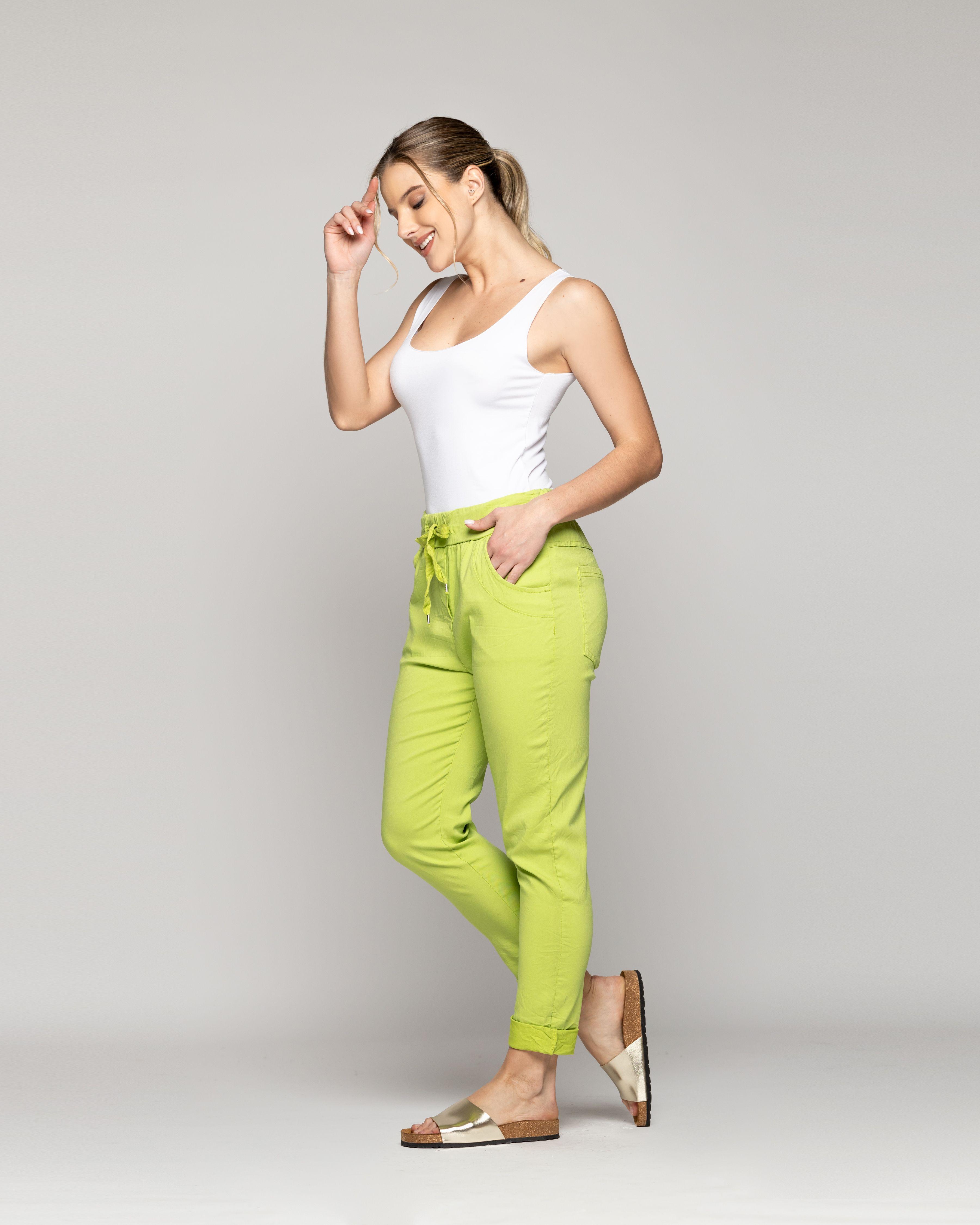 Pantalón Mujer Jogger Priscila Cintura Elasticada Verde Pistacho Lineatre-4