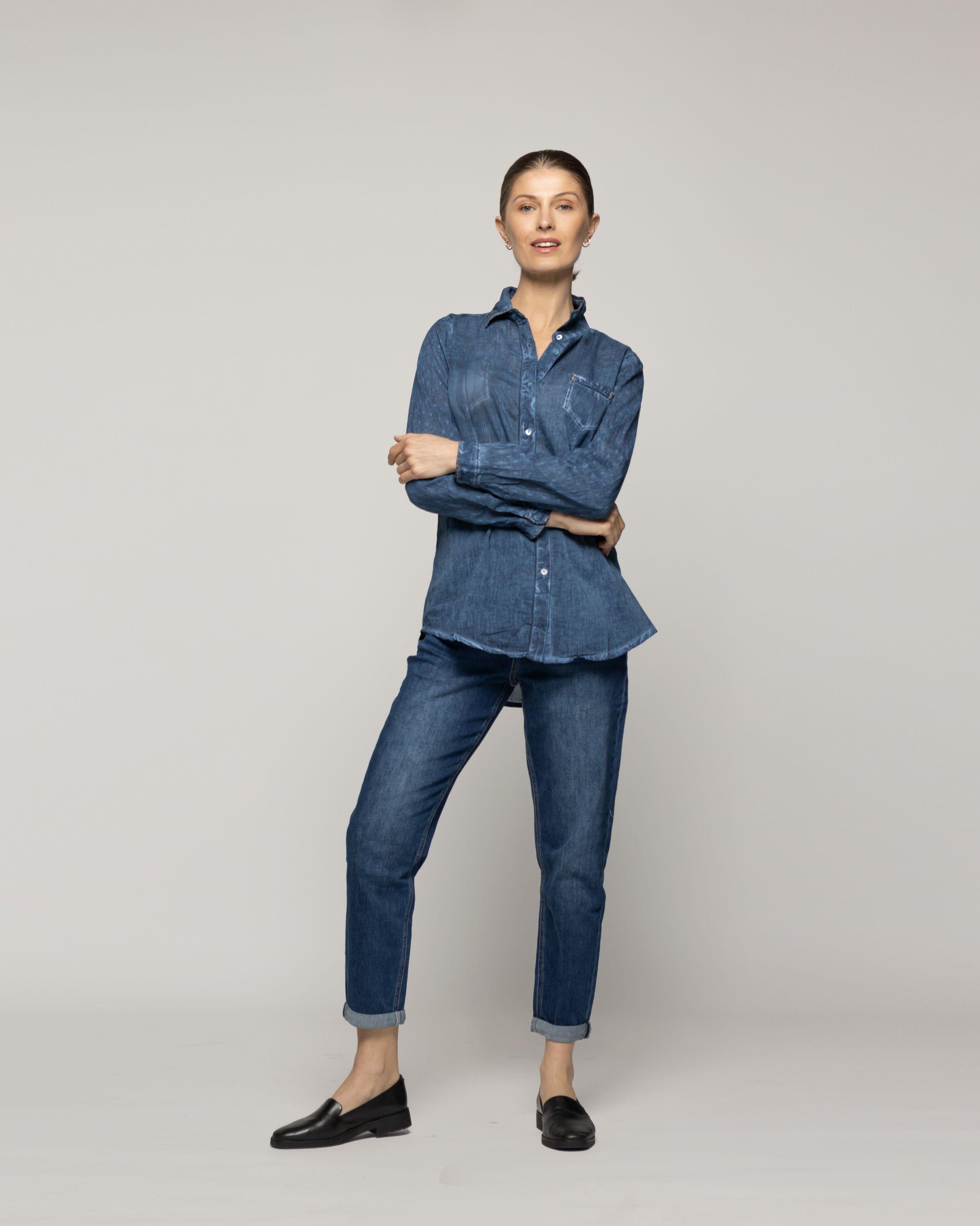 Blusa Mujer Brisela Camisera Azul Lineatre-1