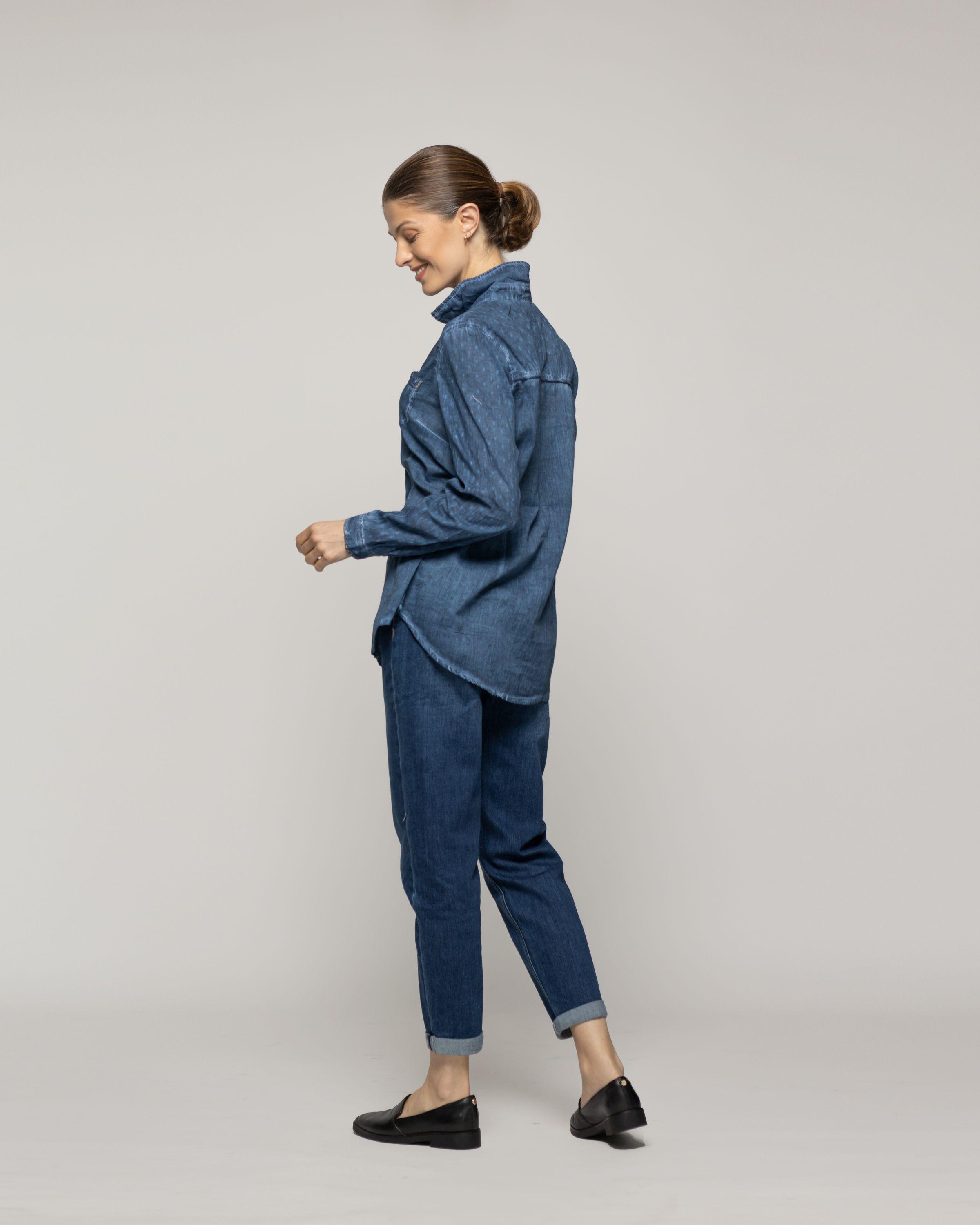 Blusa Mujer Brisela Camisera Azul Lineatre-2