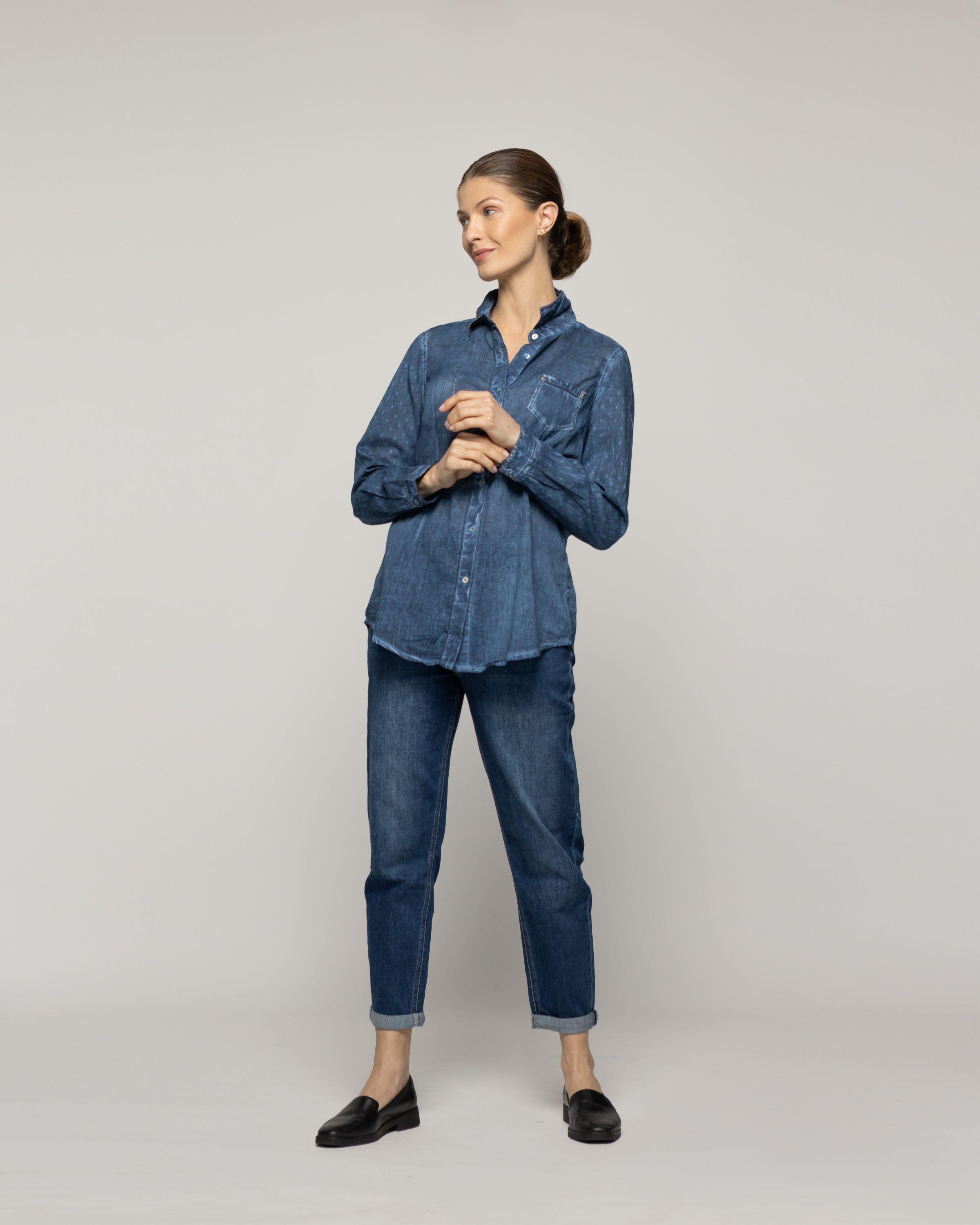 Blusa Mujer Brisela Camisera Azul Lineatre-4