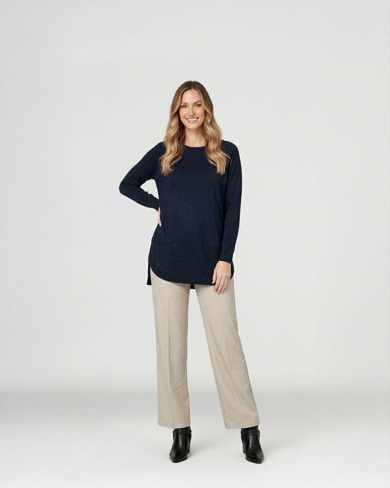 Vestido Mujer Consuelo Cuello Redondo Cierre Sin Cierre Azul Lineatre-3