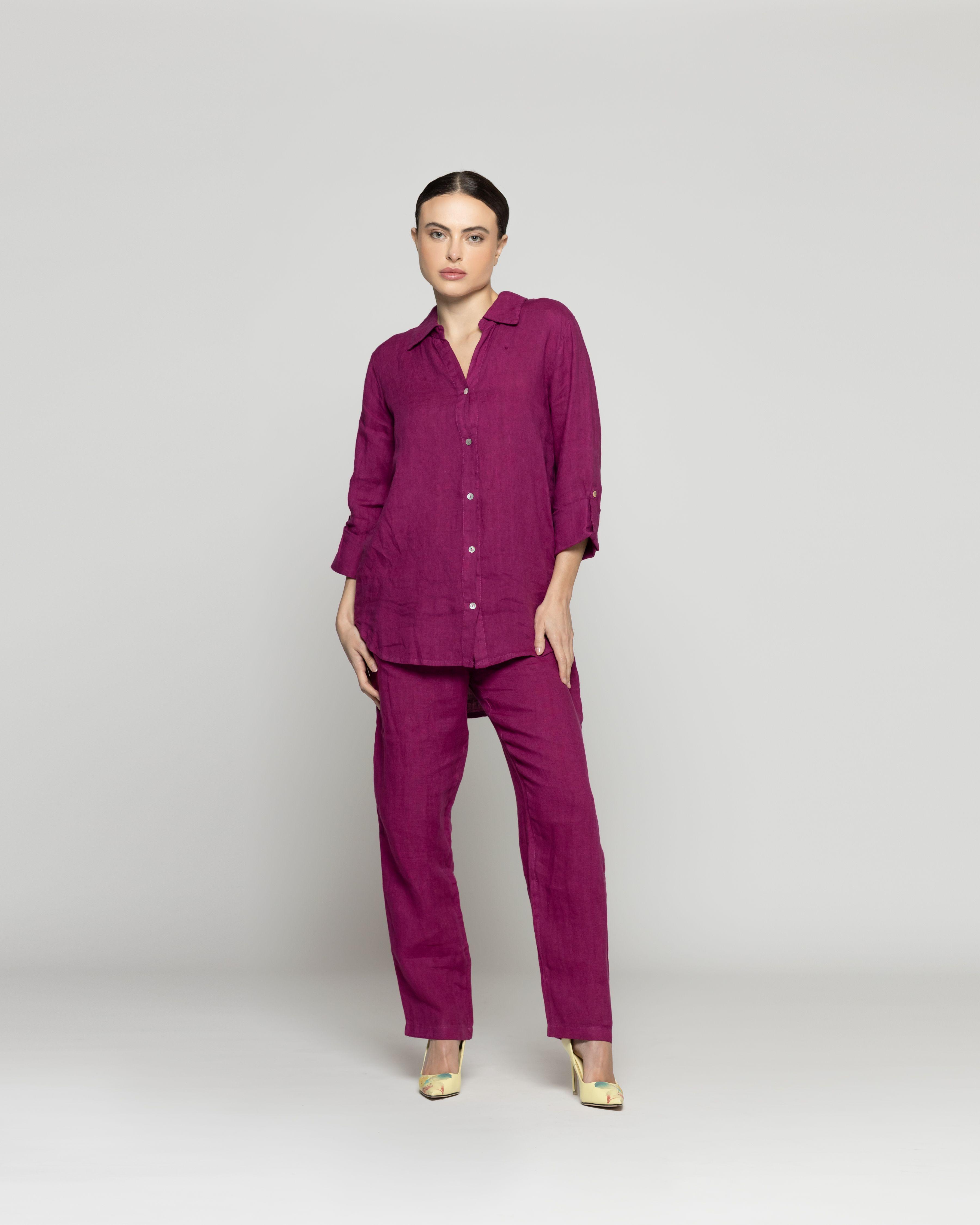 Blusa Mujer Belén Lino Manga Larga Amarena Lineatre-4
