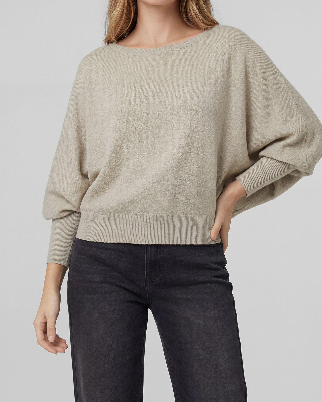 Sweater Mujer Elena Regular Cuello Ojal Manga Caída Beige Lineatre-2