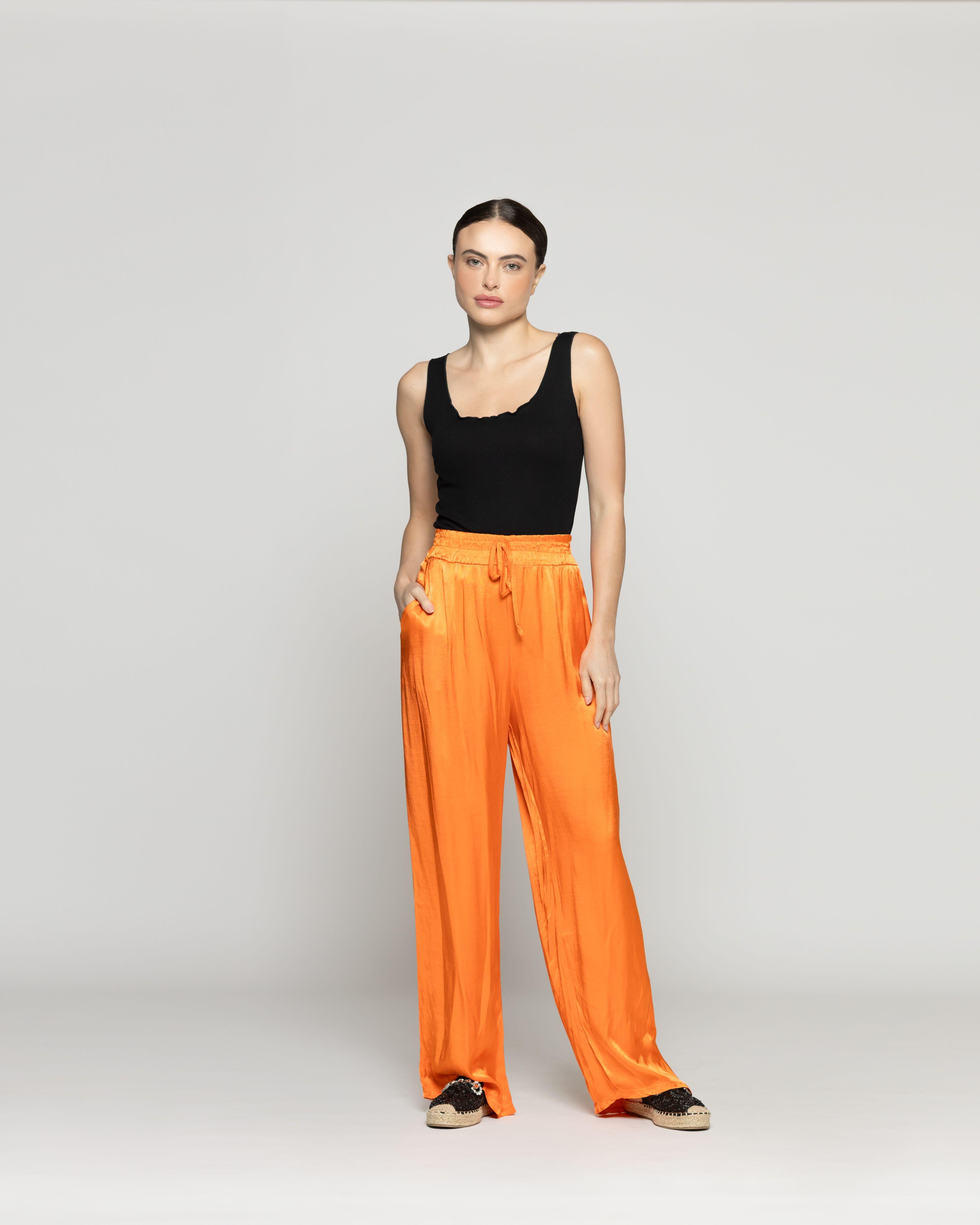 Pantalón Mujer Priseline Tipo Satín Amarillo Lineatre-0