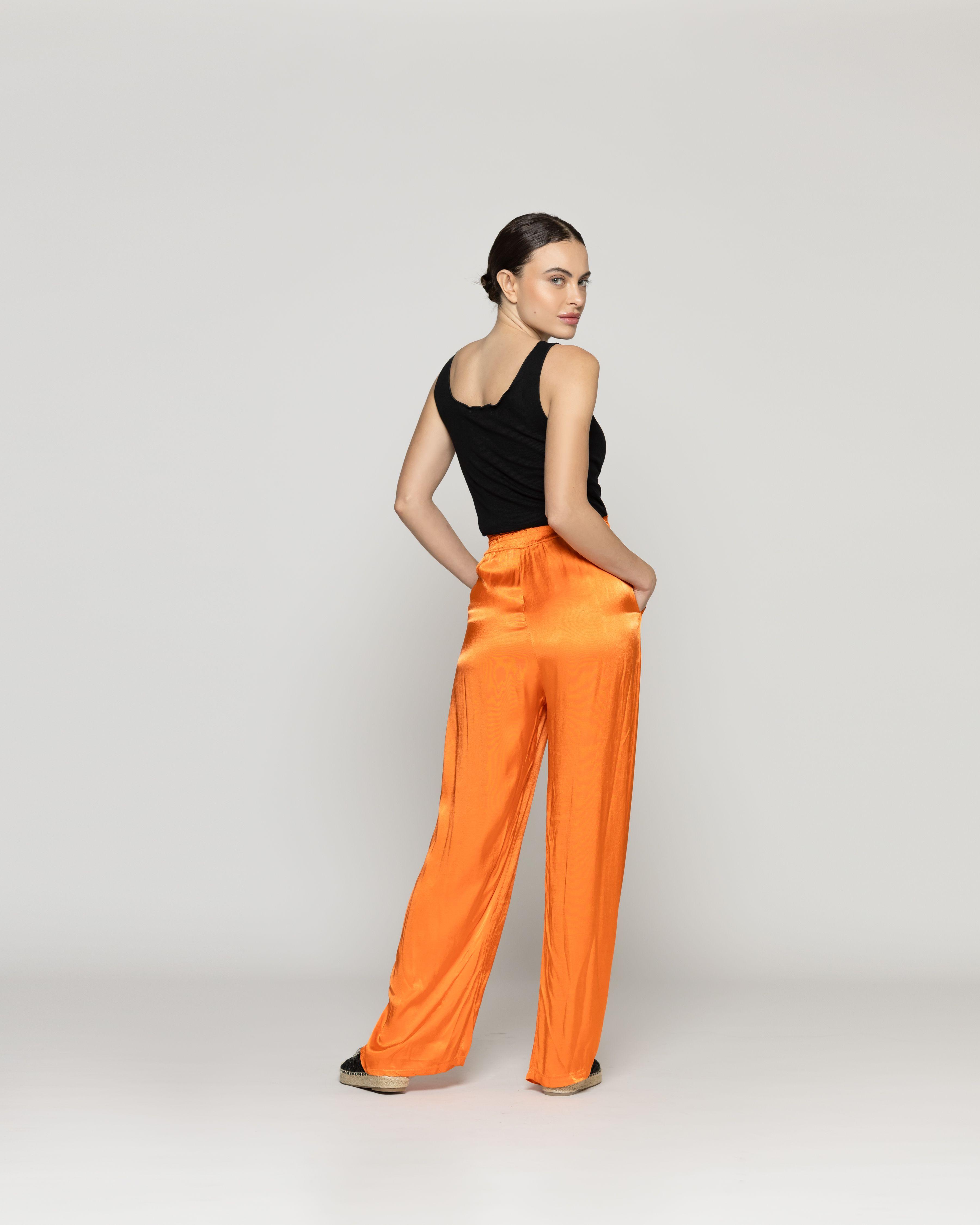 Pantalón Mujer Priseline Tipo Satín Amarillo Lineatre-2