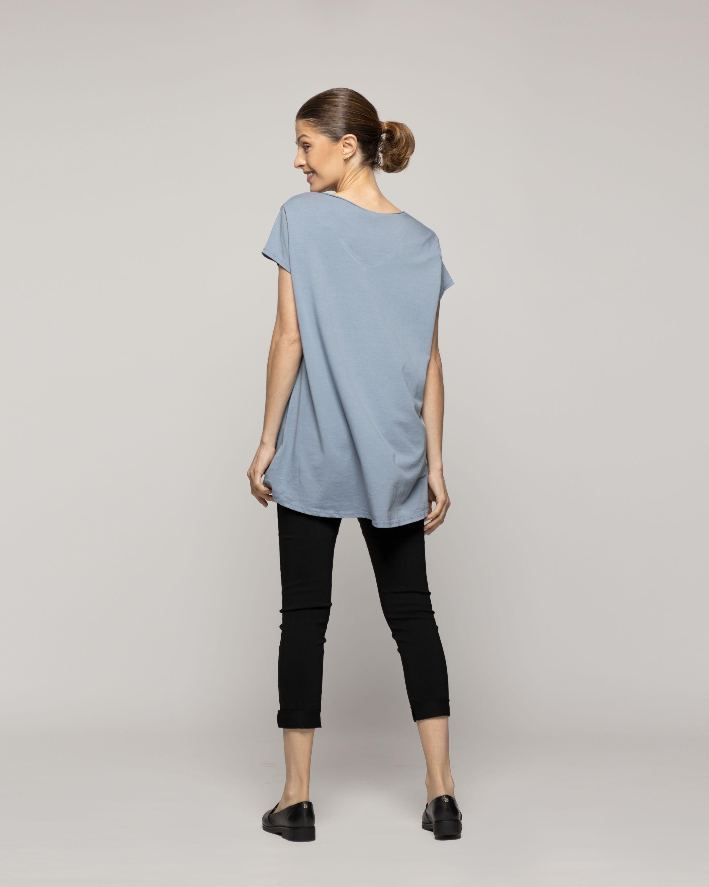 Polera Mujer Odelia Estampado Íconos Retro Azul Lineatre-2