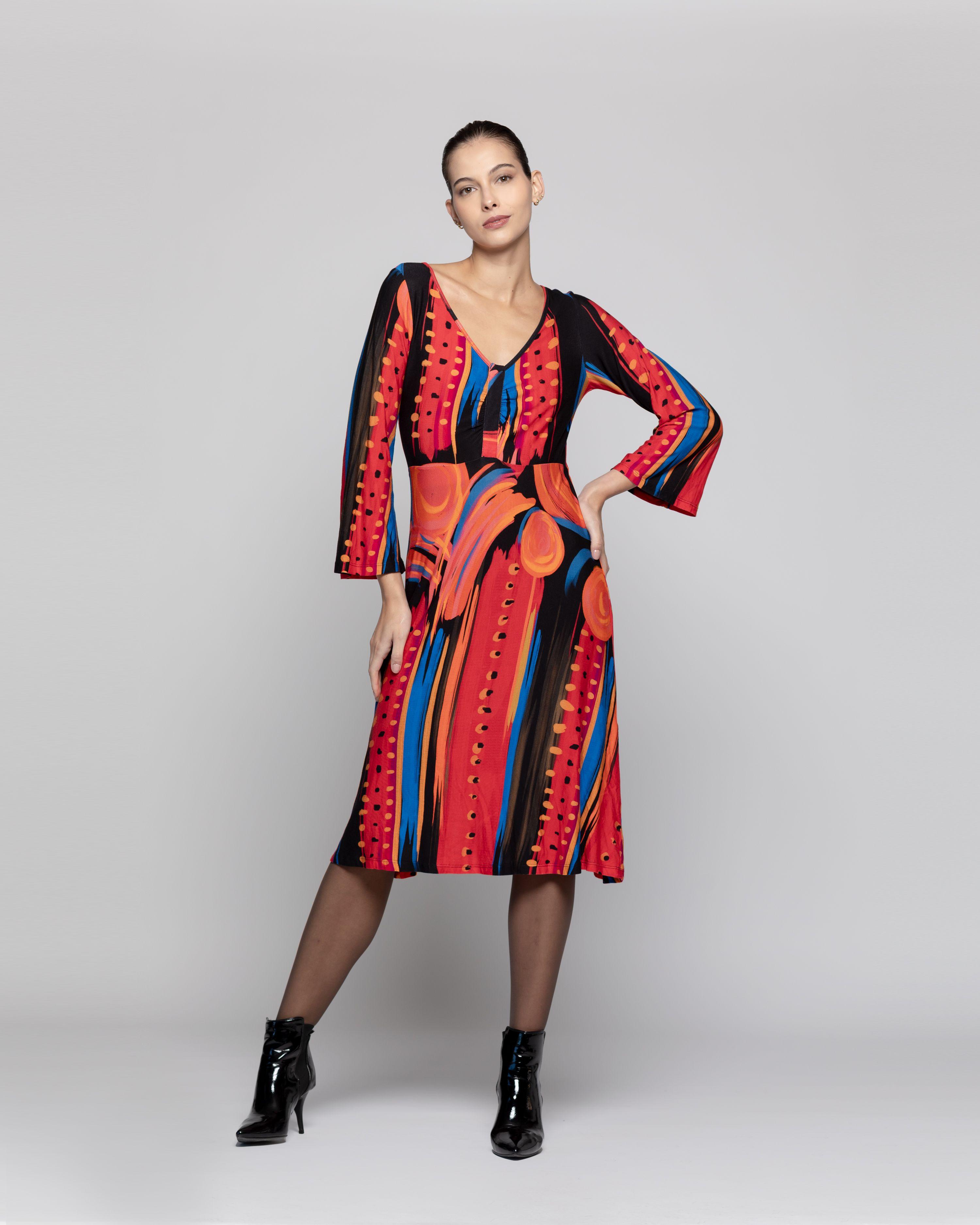 Vestido Mujer Eider Rojo Lineatre-0