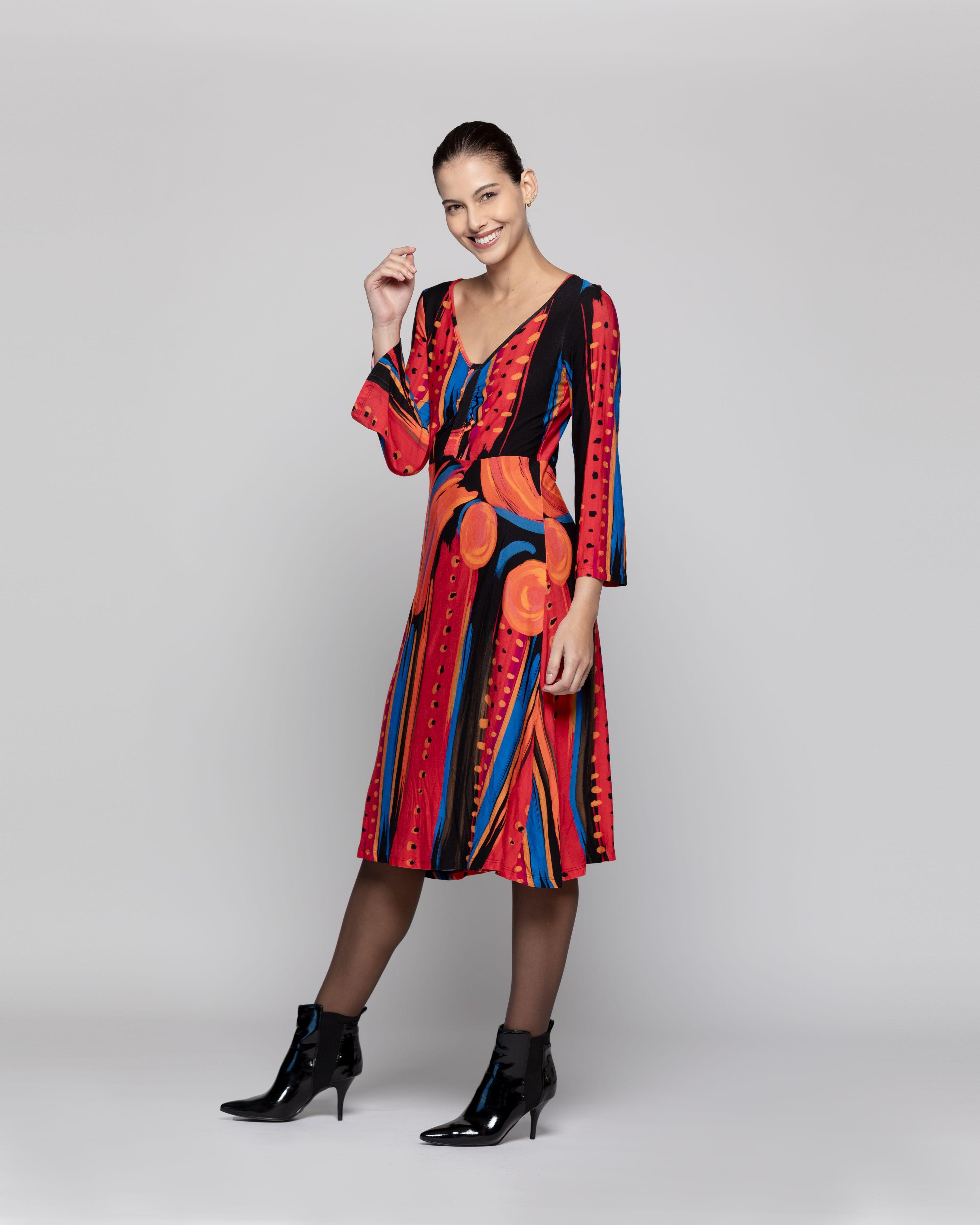 Vestido Mujer Eider Rojo Lineatre-1