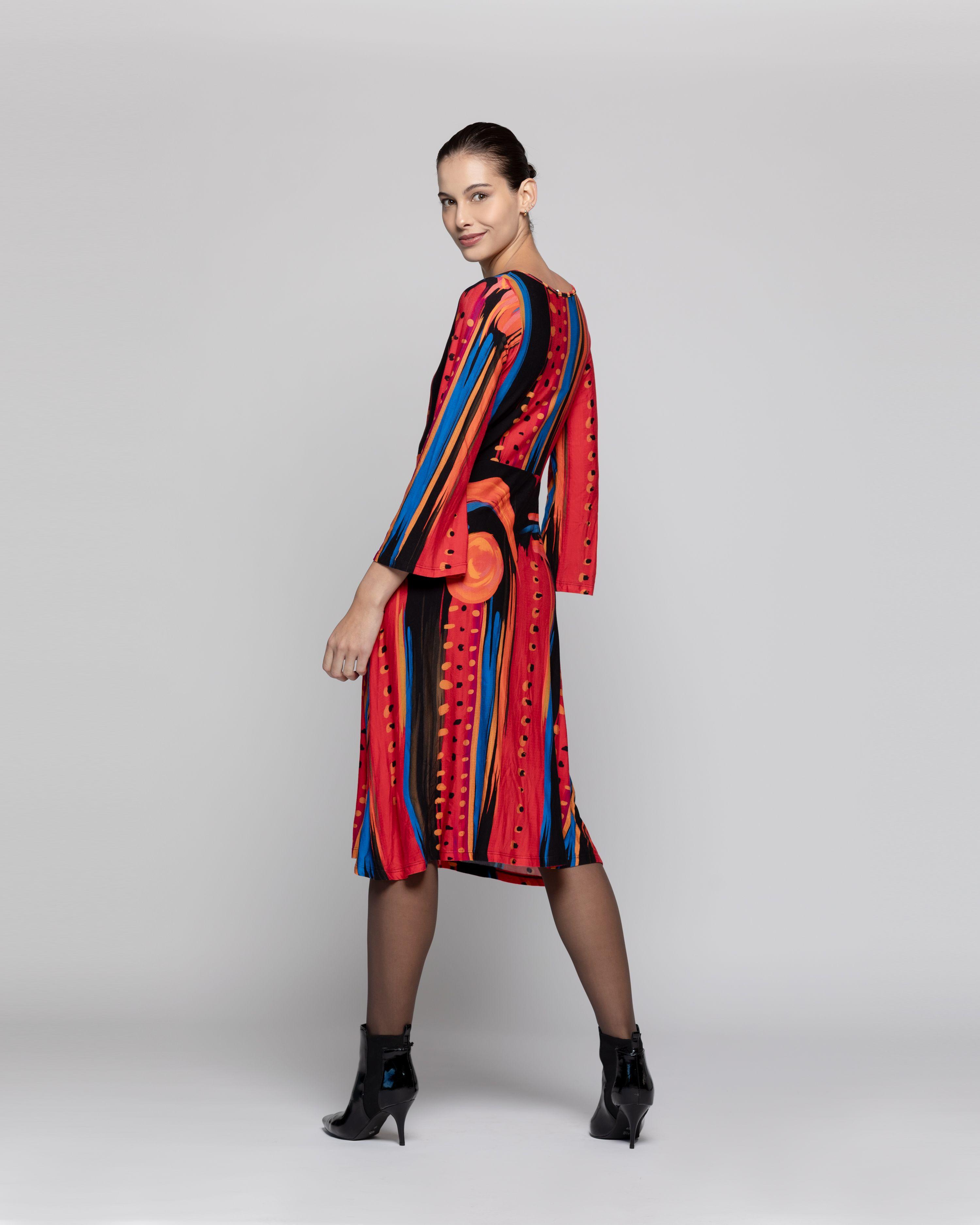 Vestido Mujer Eider Rojo Lineatre-2