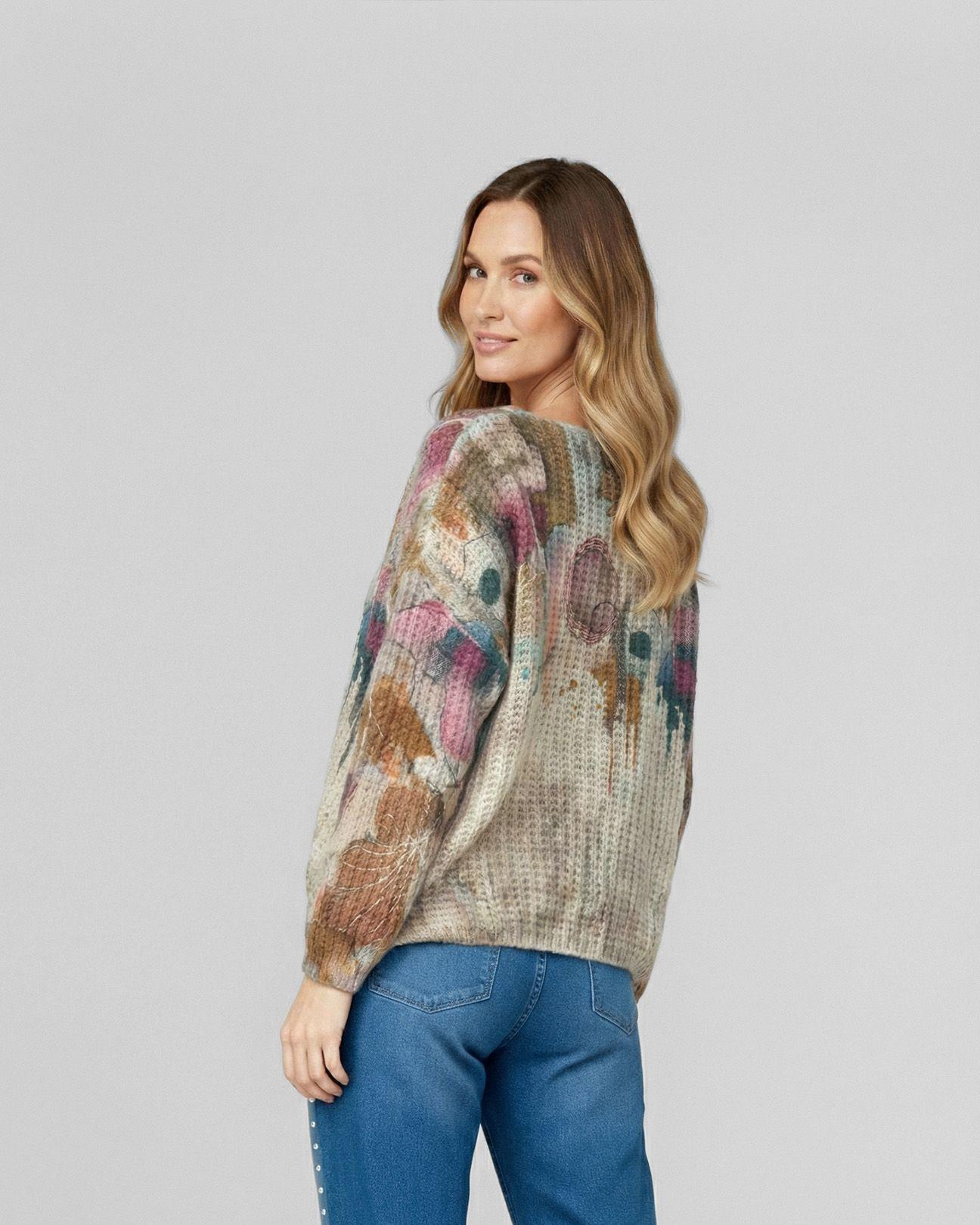 Sweater Mujer Veronica Relaxed Cuello Redondo Manga Caída Coccio Lineatre-2